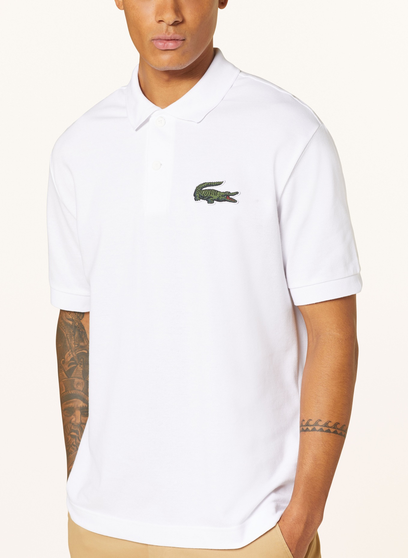 LACOSTE Piqué-Poloshirt Loose Fit, Farbe: WEISS (Bild 4)