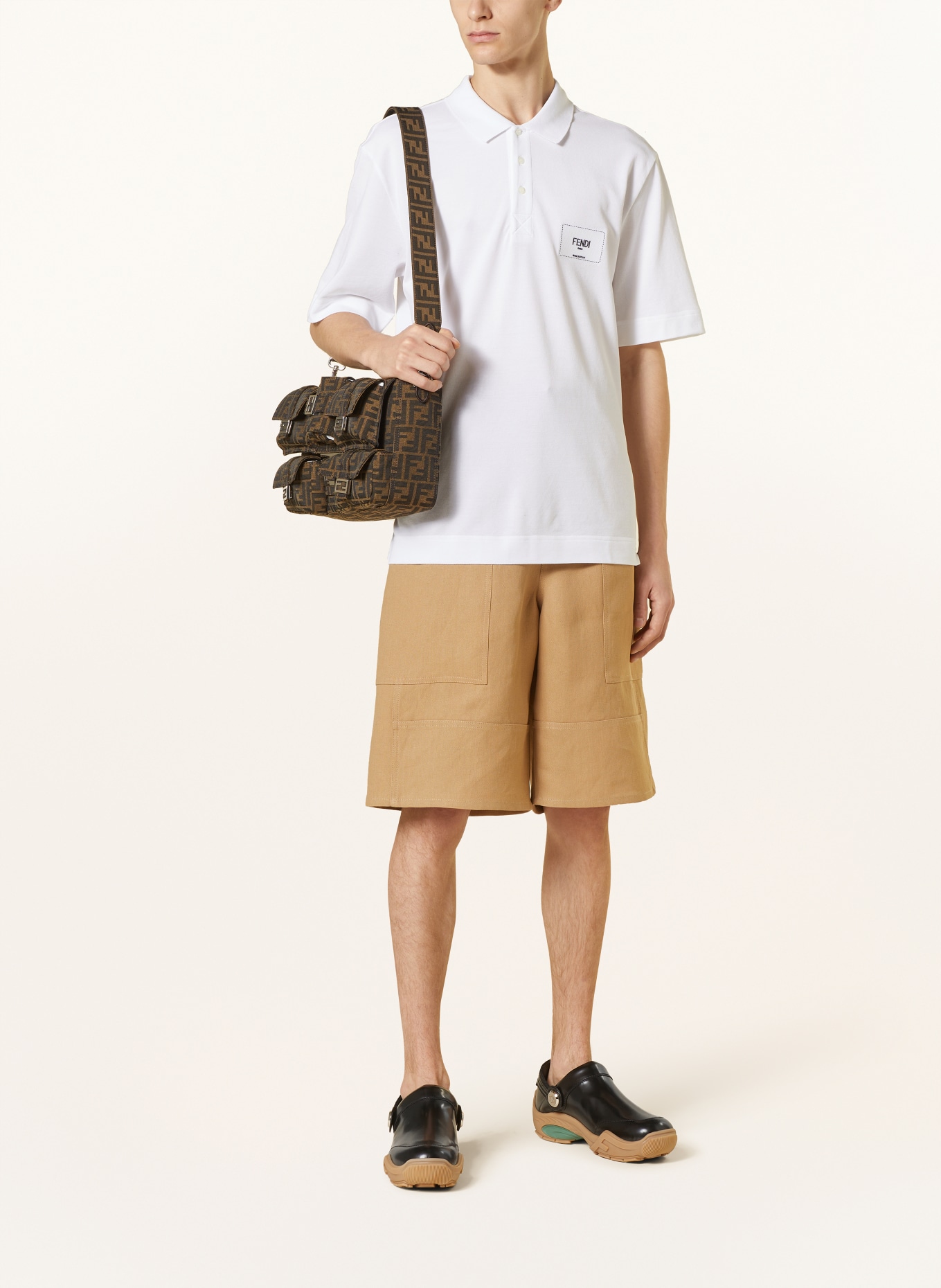 FENDI Piqué-Poloshirt Comfort Fit, Farbe: F0WA0 BIANCO (Bild 2)
