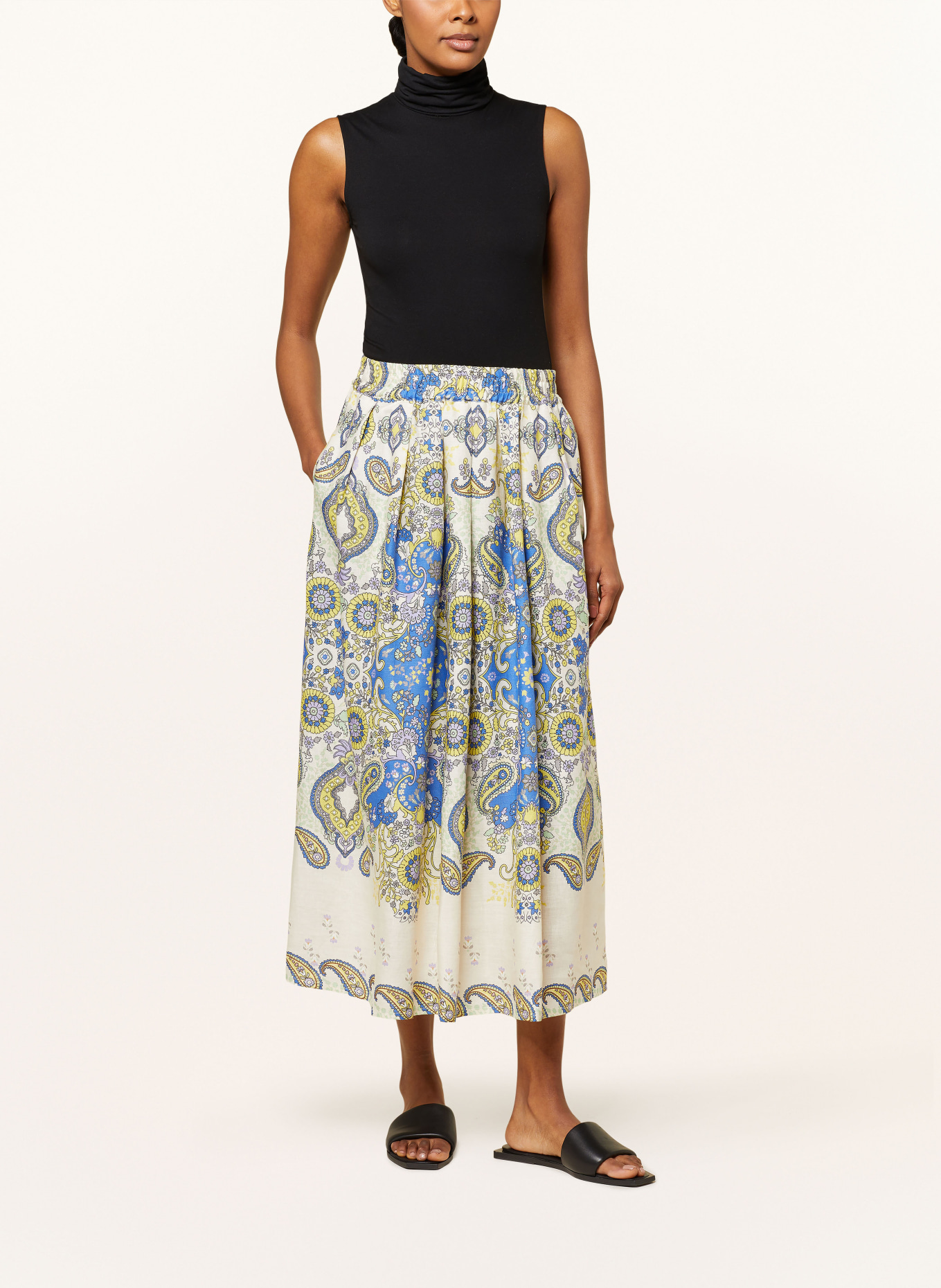 lilienfels Linen skirt, Color: CREAM/ BLUE/ YELLOW (Image 2)
