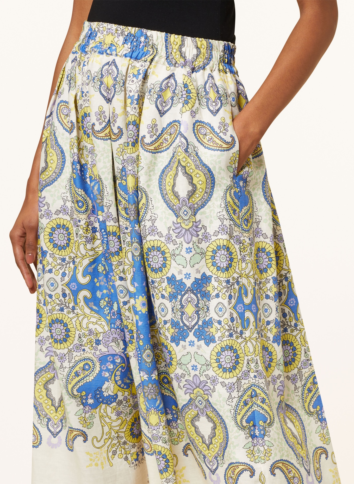 lilienfels Linen skirt, Color: CREAM/ BLUE/ YELLOW (Image 4)