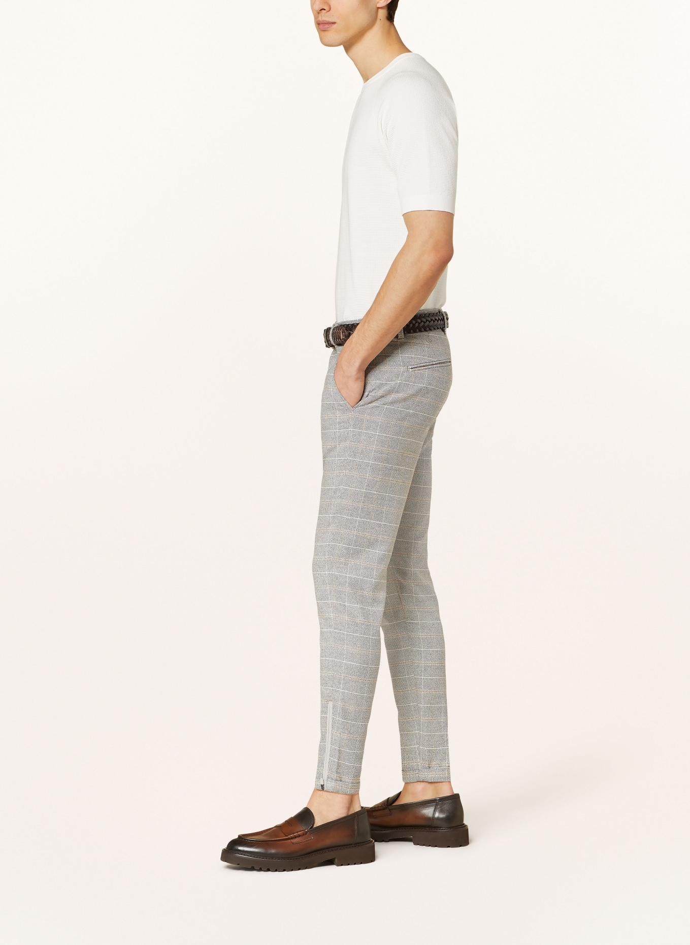GABBA Trousers slim zip fit, Color: LIGHT GRAY/ WHITE/ TAUPE (Image 4)