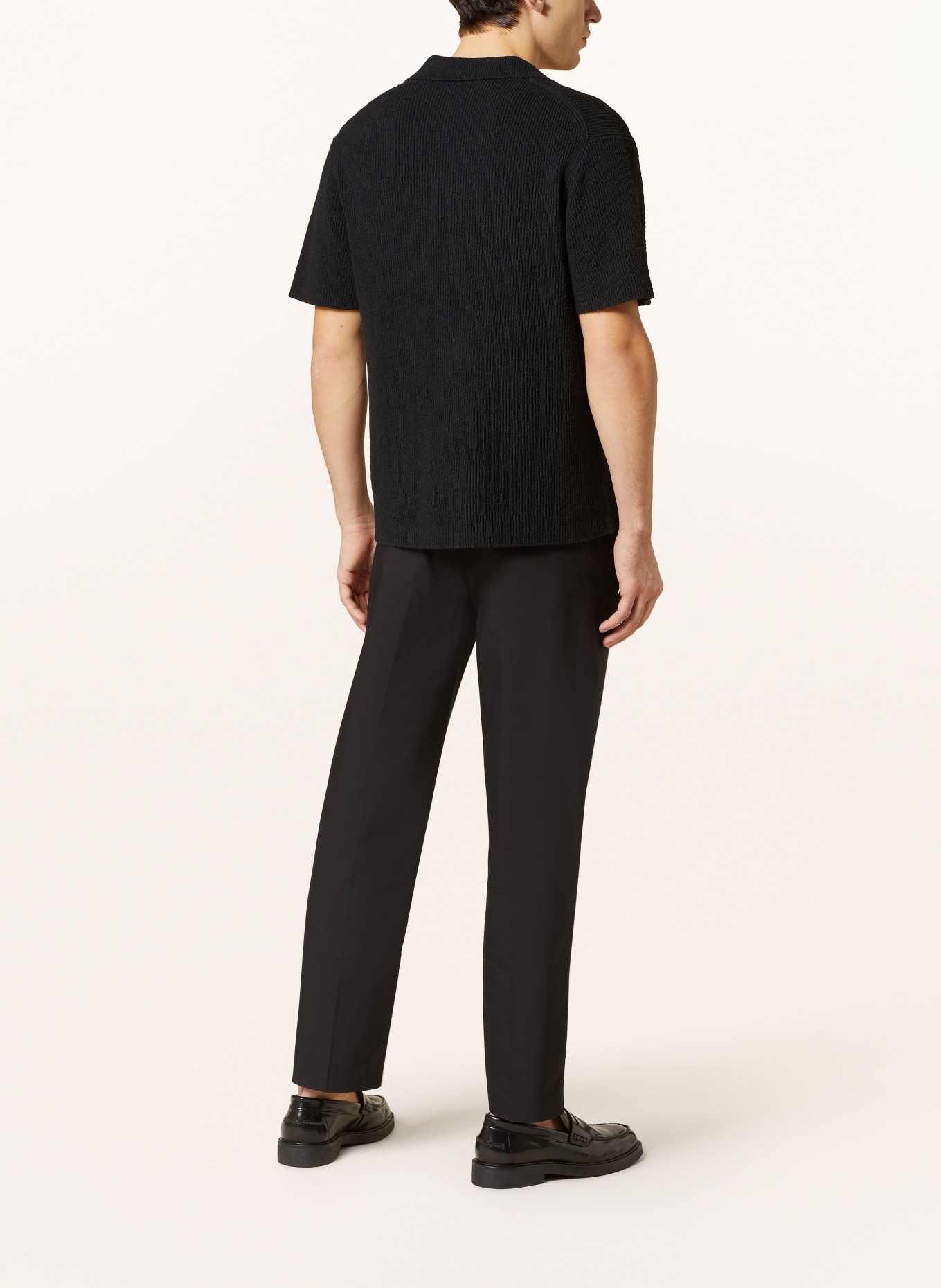 PAUL Strick-Resorthemd: SCHWARZ