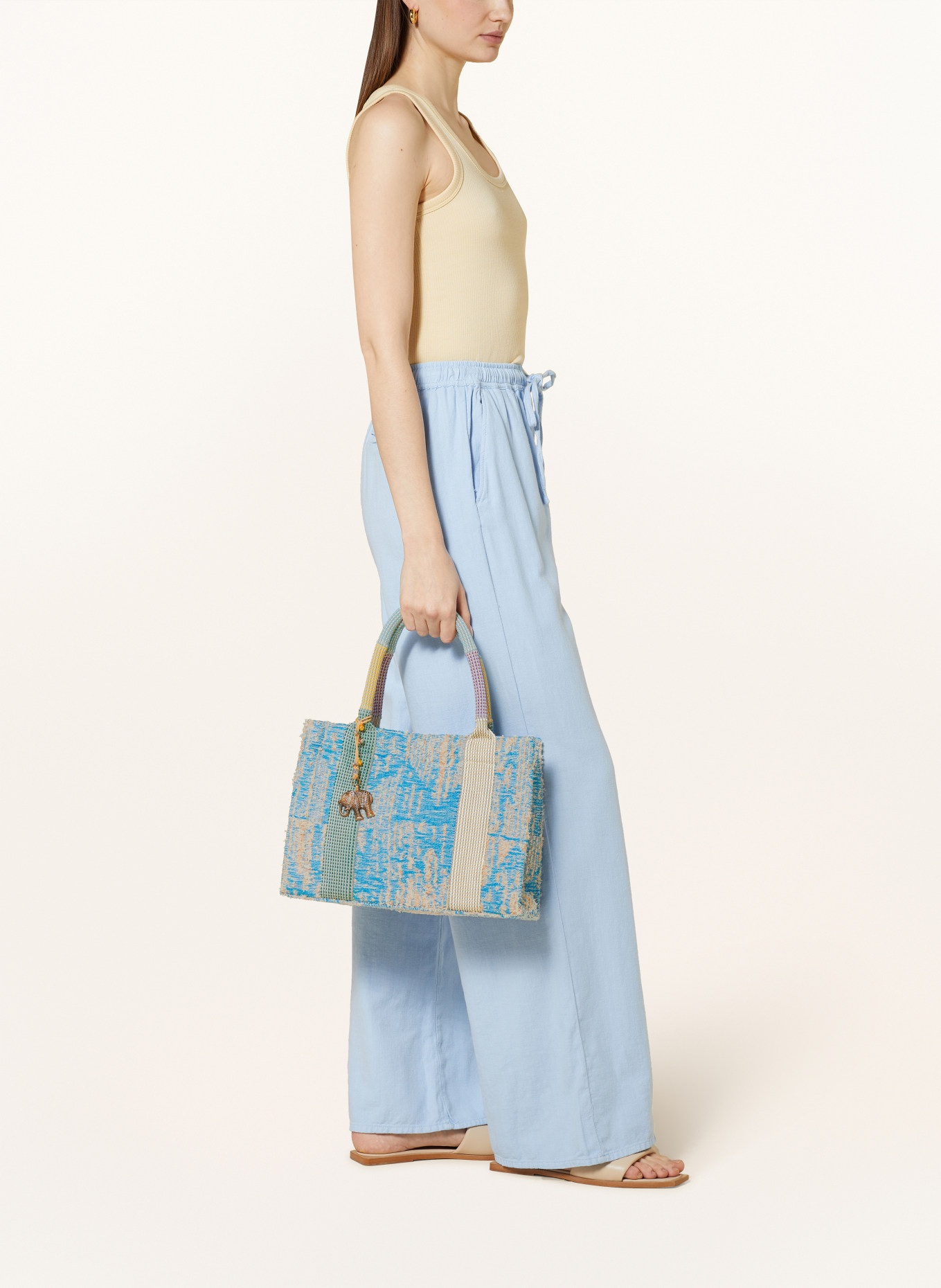 ANOKHI Shopper SMALL, Color: BLUE/ ECRU (Image 5)