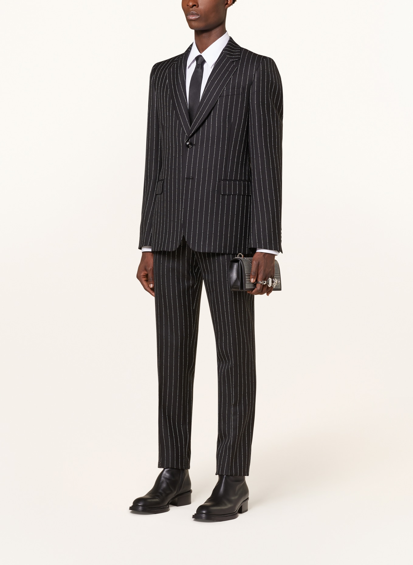 Alexander McQUEEN Spodnie garniturowe slim fit, Kolor: 1090 BLACK WHITE (Obrazek 2)