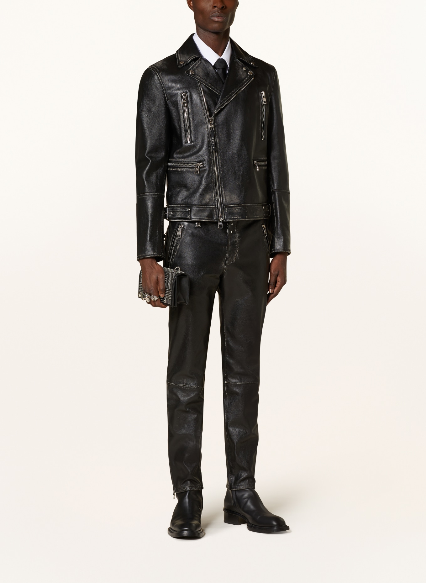 Alexander McQUEEN Leather trousers, Color: BLACK (Image 2)
