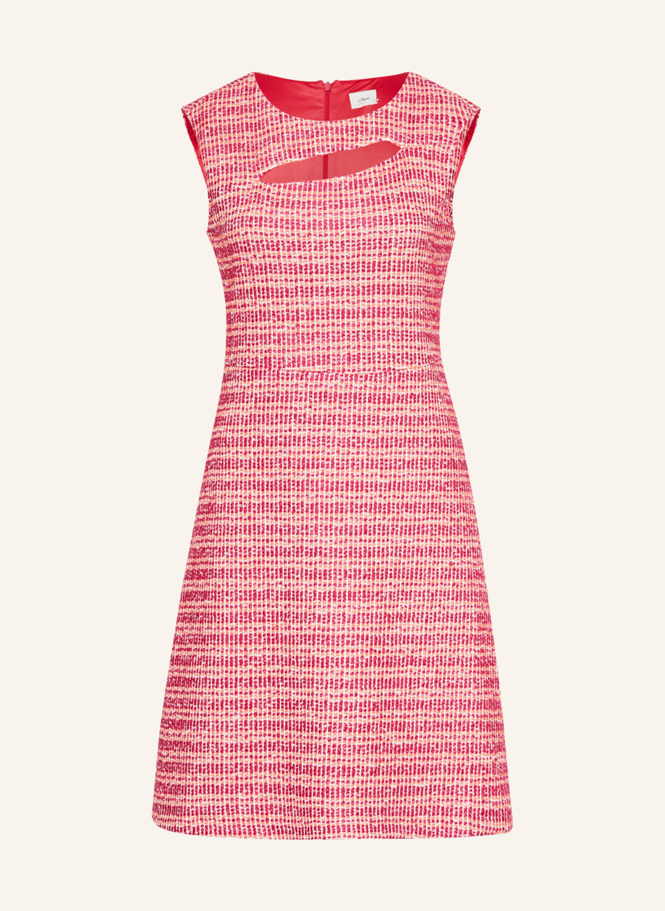 s.Oliver BLACK LABEL Sheath dress with cut-out and glitter thread, Color: PINK/ WHITE/ ORANGE (Image 1)