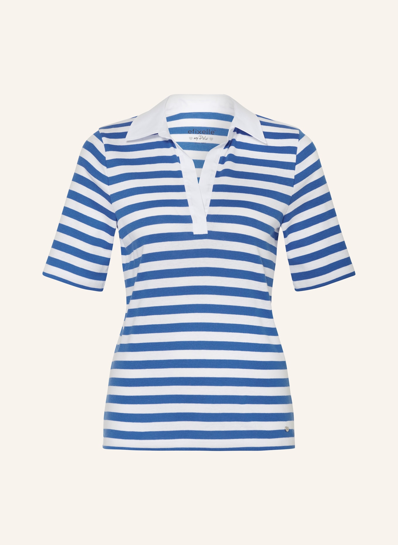 efixelle Jersey-Poloshirt, Farbe: BLAU/ WEISS (Bild 1)