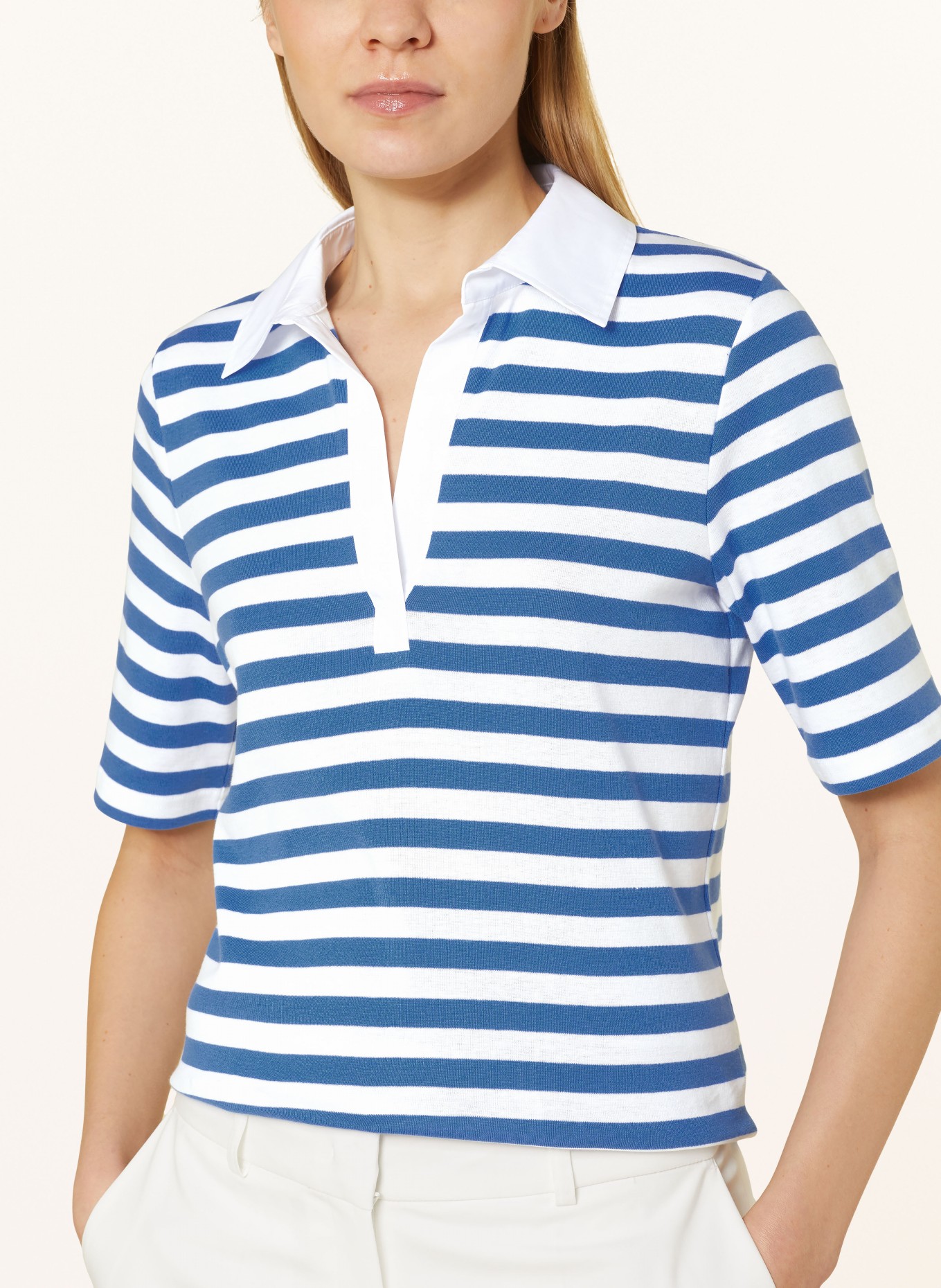 efixelle Jersey-Poloshirt, Farbe: BLAU/ WEISS (Bild 4)