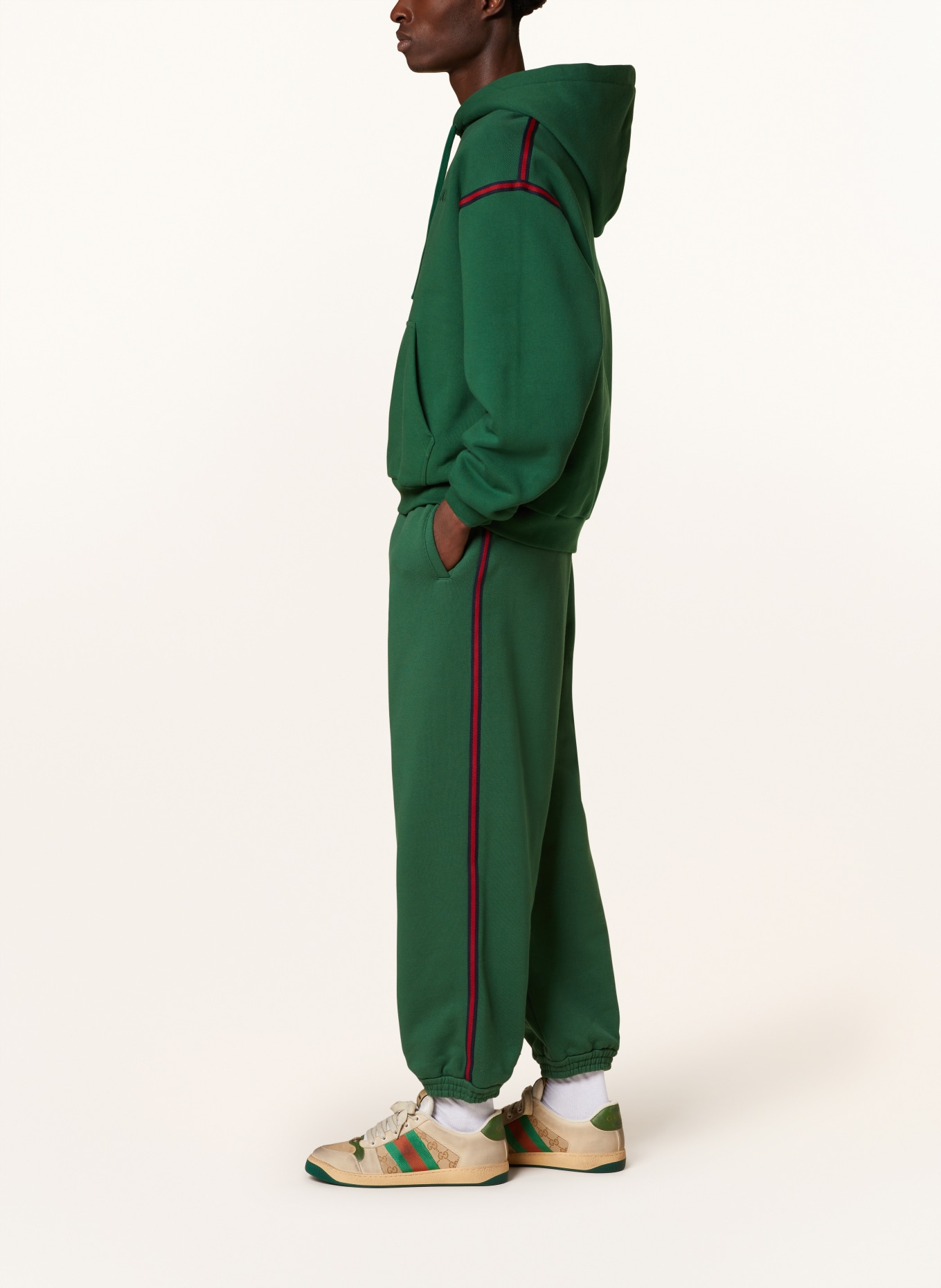 GUCCI Sweatpants with tuxedo stripe, Color: GREEN (Image 4)