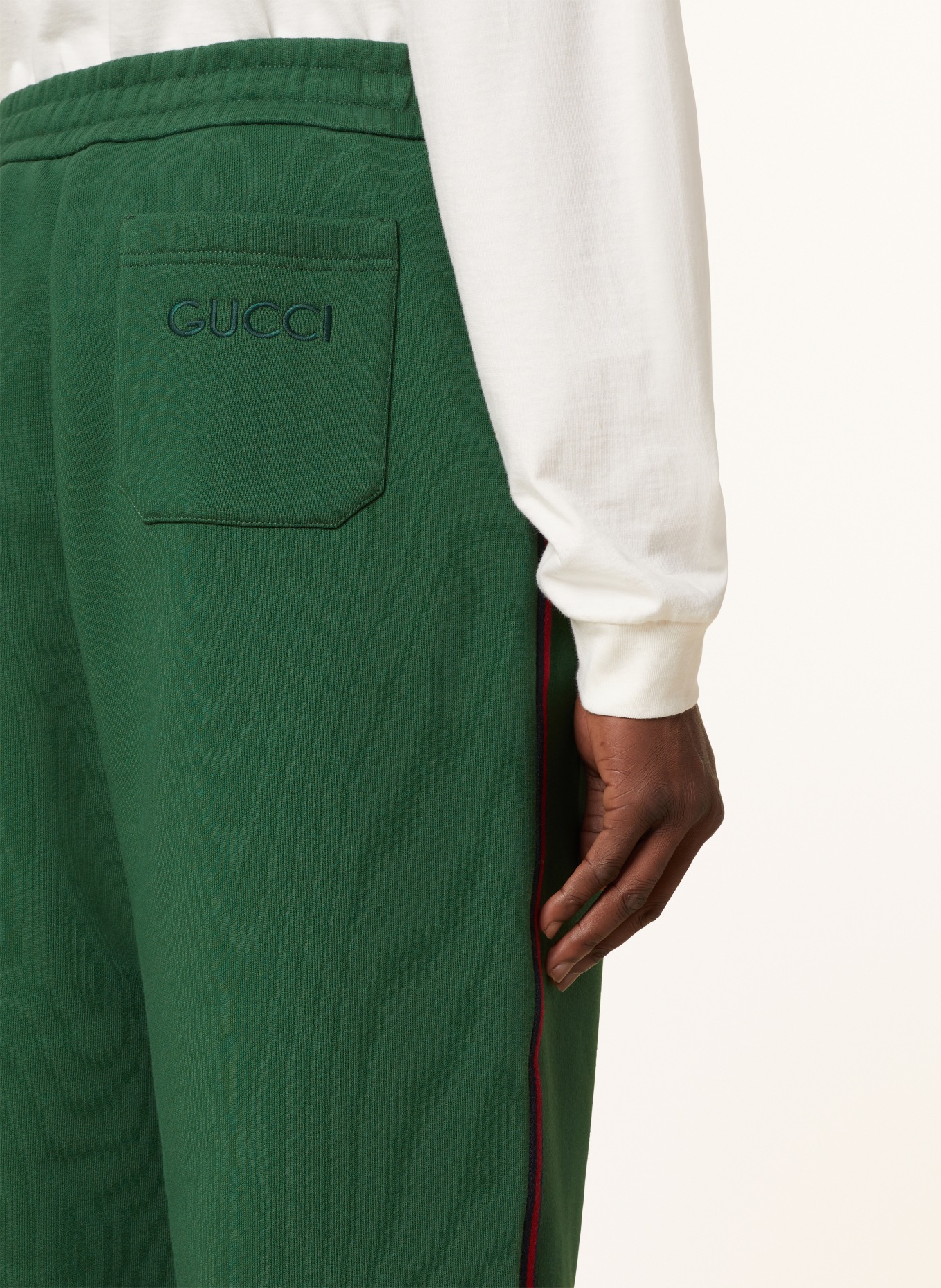 GUCCI Sweatpants with tuxedo stripe, Color: GREEN (Image 6)