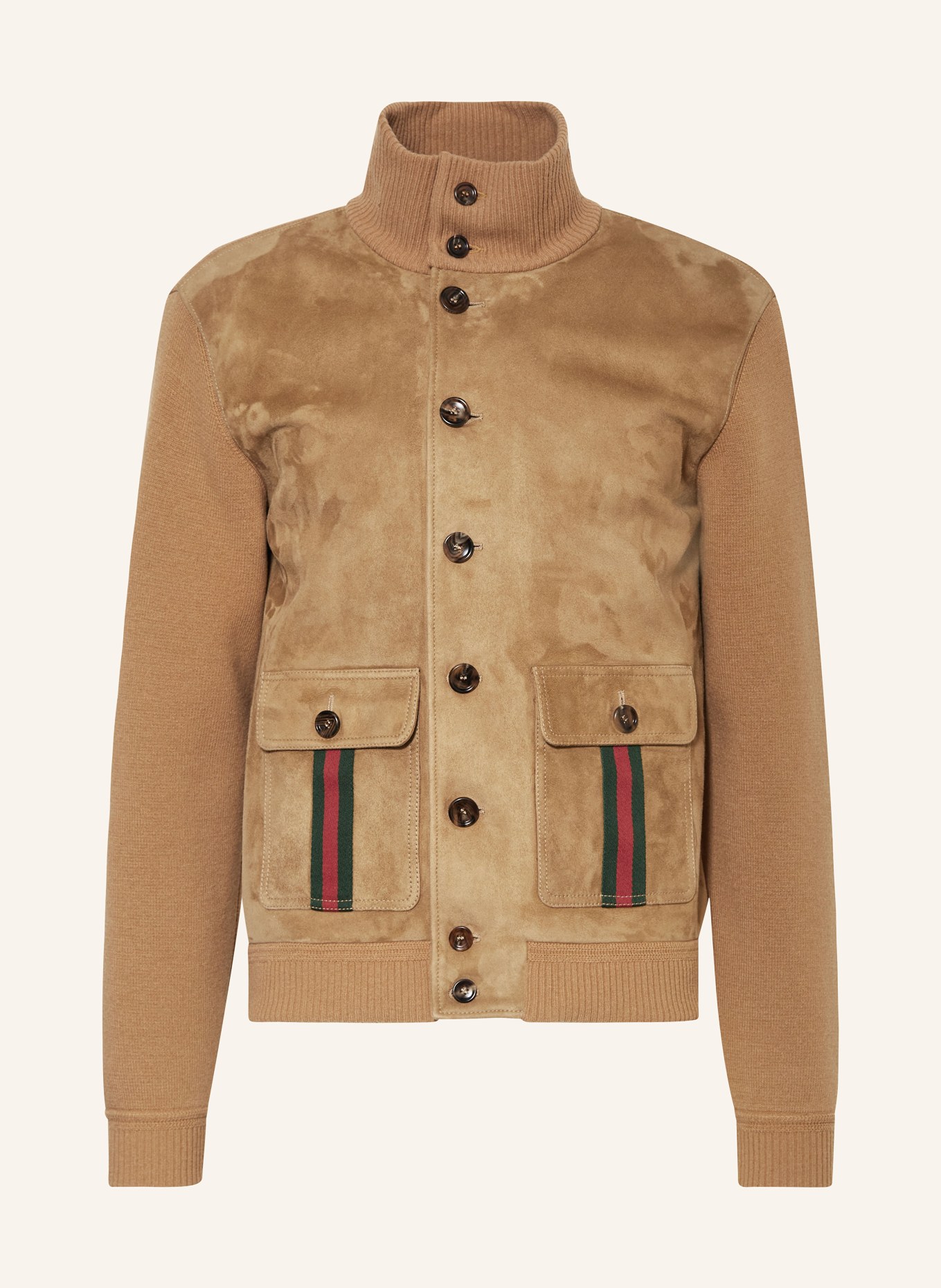 GUCCI Leather jacket in mixed materials, Color: 2184 CAMEL (Image 1)