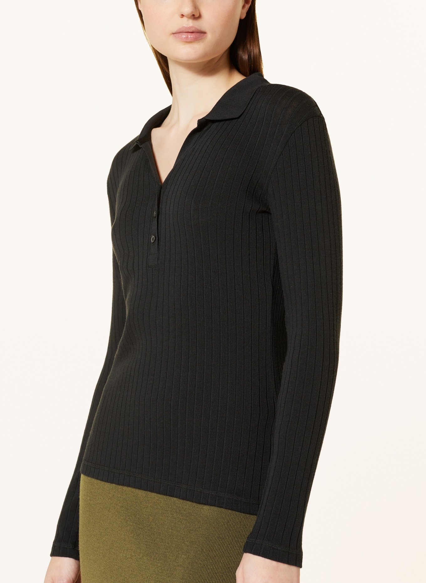 Marc O'Polo Knitted polo shirt, Color: BLACK (Image 4)
