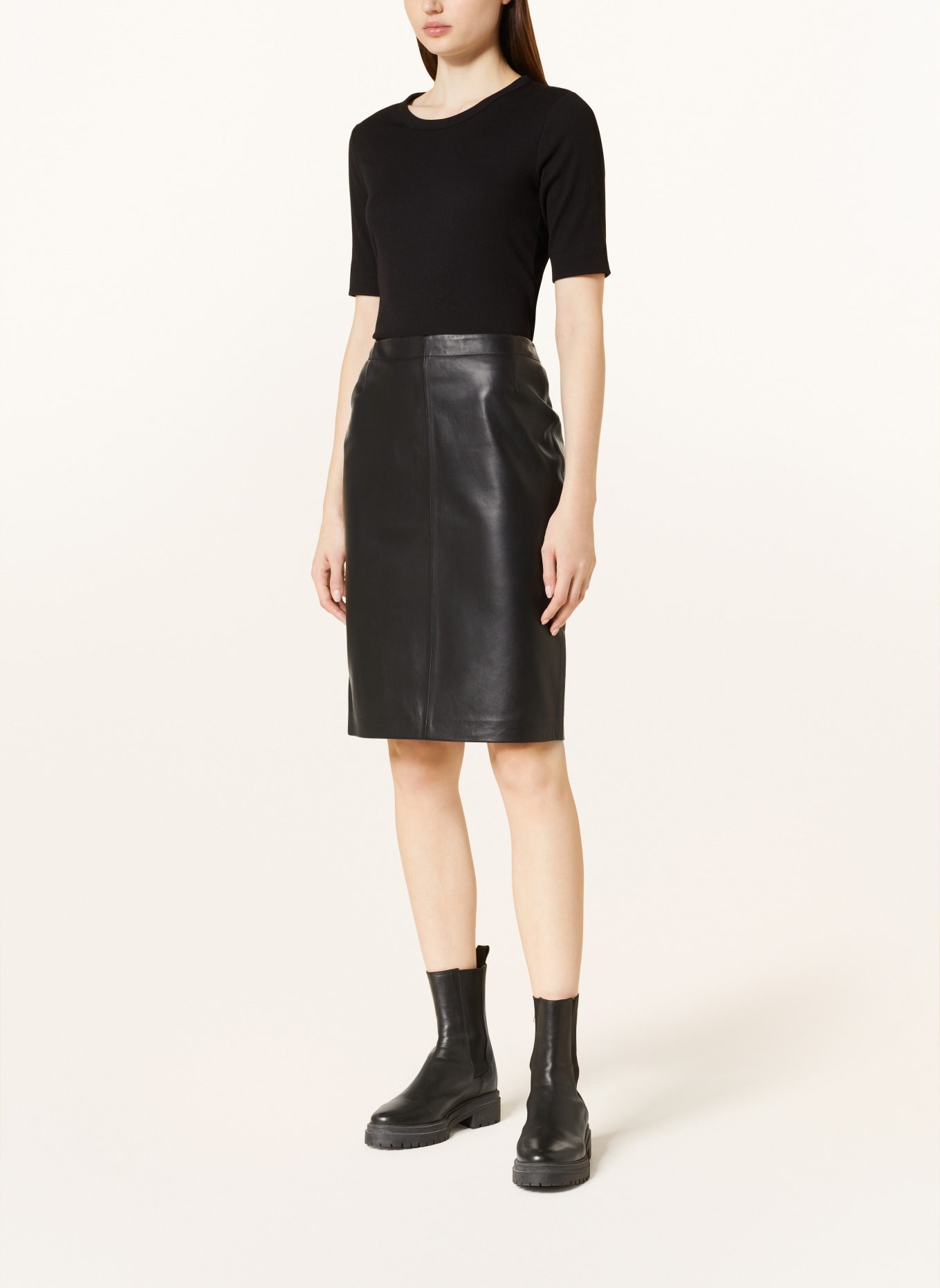 Marc O'Polo Leather skirt, Color: BLACK (Image 2)