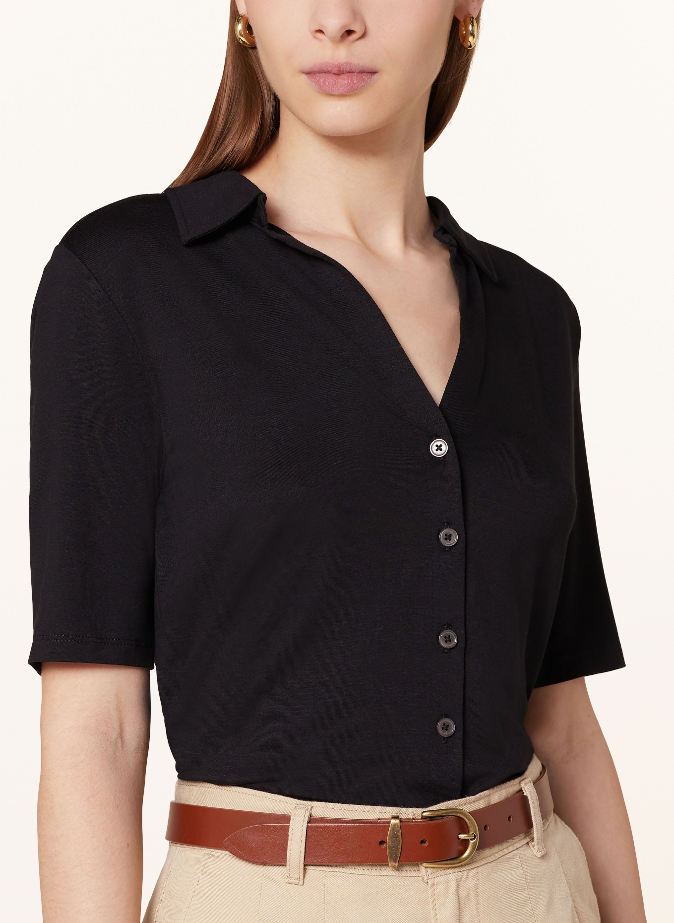 Marc O'Polo Shirt blouse made of jersey, Color: BLACK (Image 4)