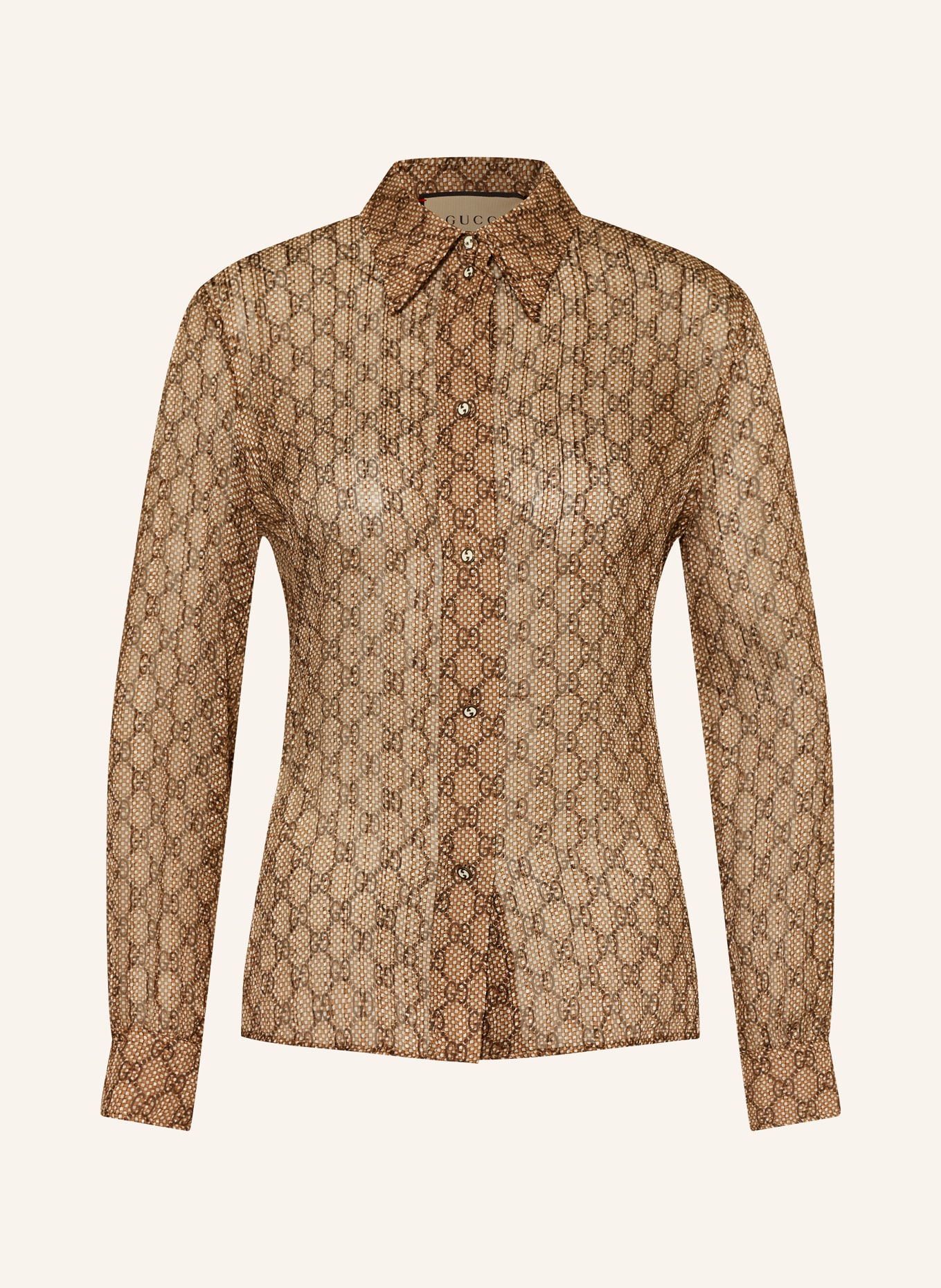 GUCCI Shirt blouse in silk, Color: BEIGE/ DARK BROWN (Image 1)