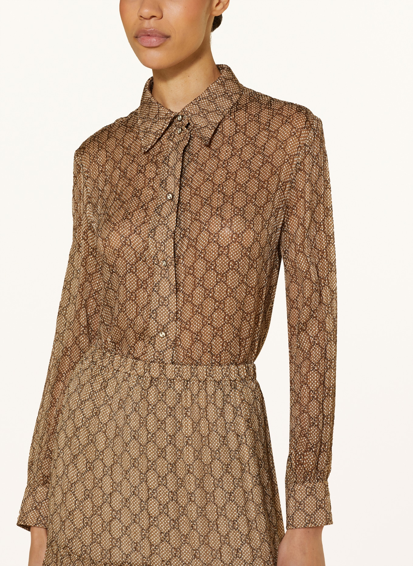 GUCCI Shirt blouse in silk, Color: BEIGE/ DARK BROWN (Image 4)