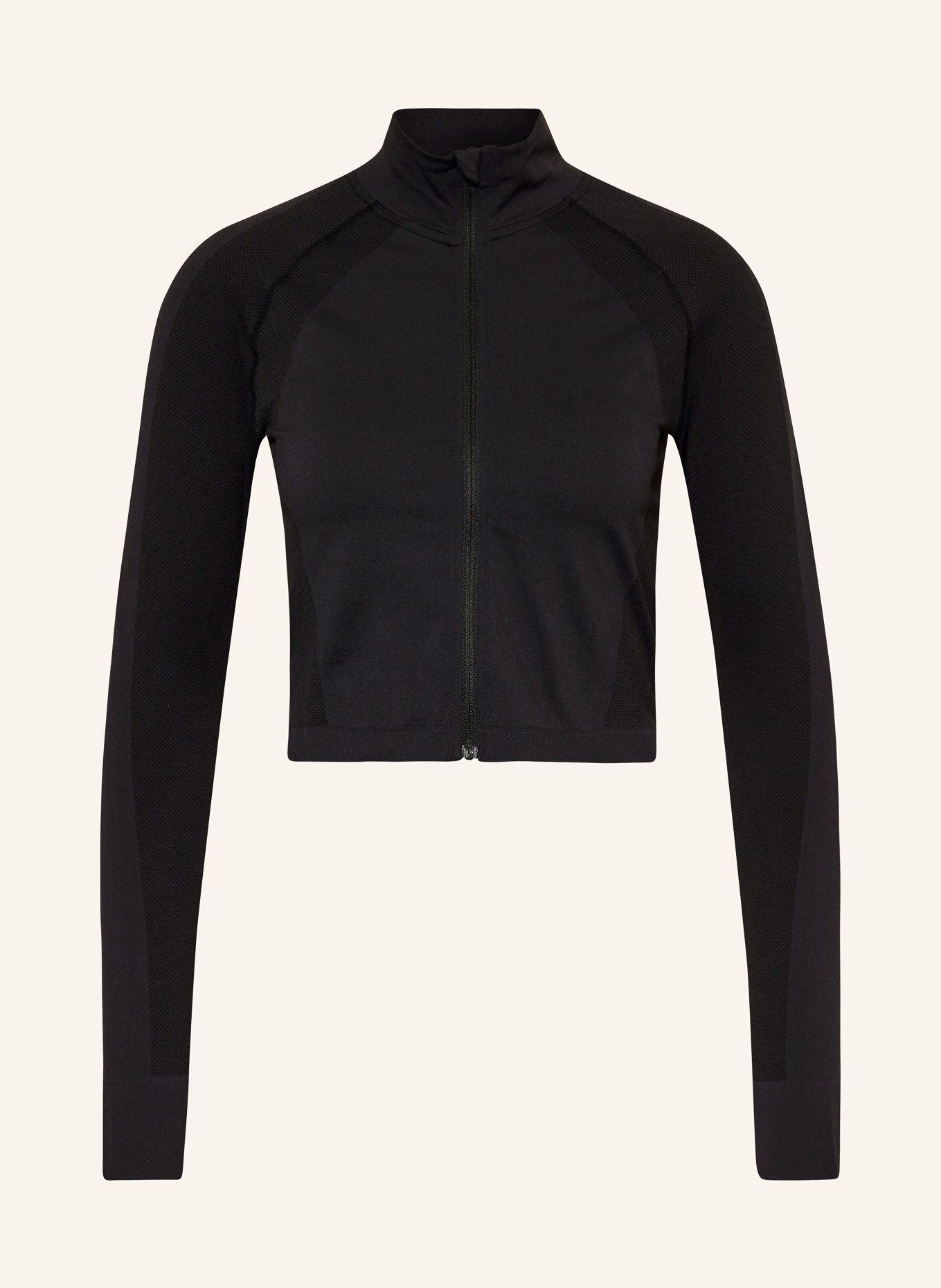 Sweaty Betty Cropped training jacket ATHLETE CROP SEAMLESS, Color: BLACK (Image 1)