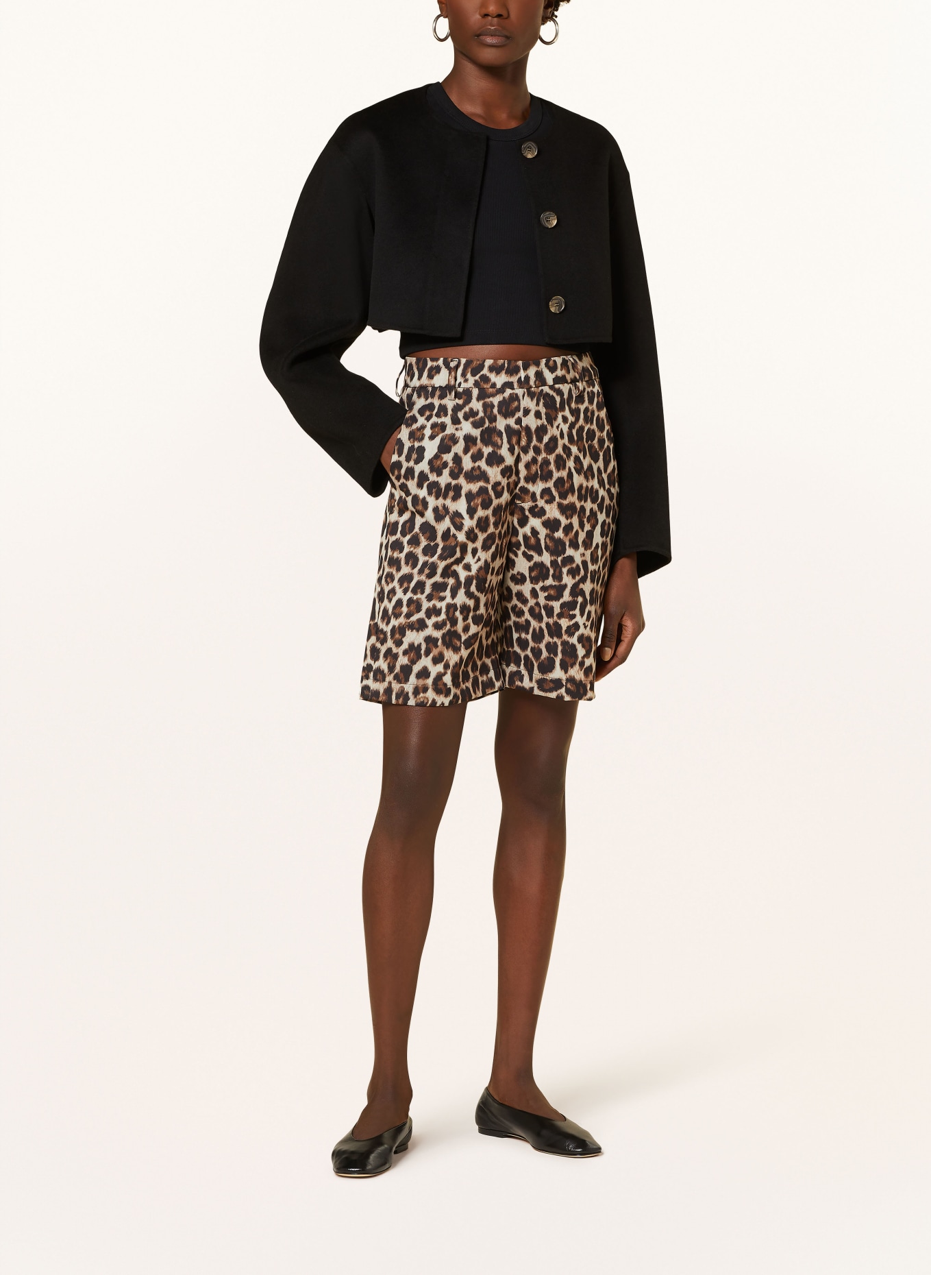 MRS & HUGS Satin shorts, Color: BEIGE/ BROWN/ BLACK (Image 2)