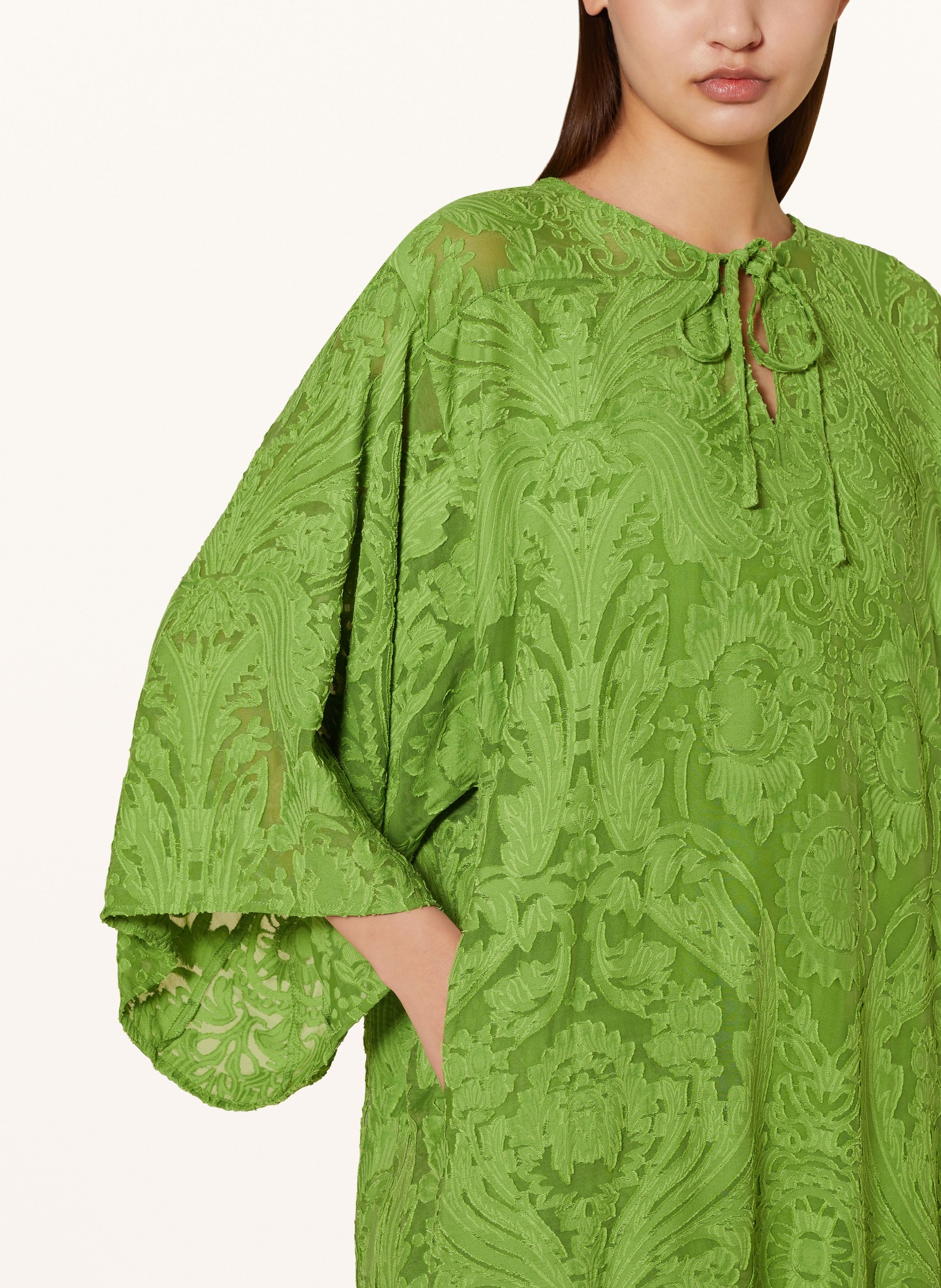 MRS & HUGS Sukienka letnia typu kaftan z rękawami 3/4, Kolor: ZIELONY (Obrazek 4)