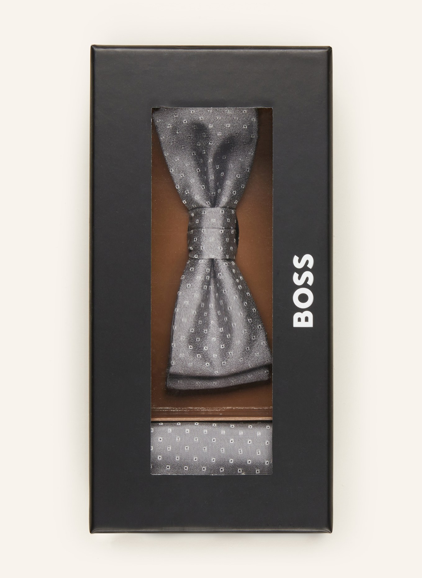 BOSS Set: Bow tie and pocket square with silk, Color: TAUPE (Image 5)