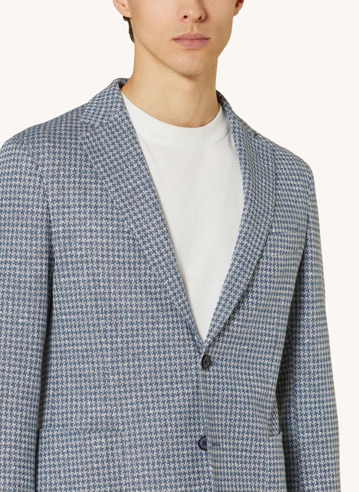 BOSS Jersey jacket HANRY slim fit with linen, Color: LIGHT BLUE/ BLUE (Image 5)