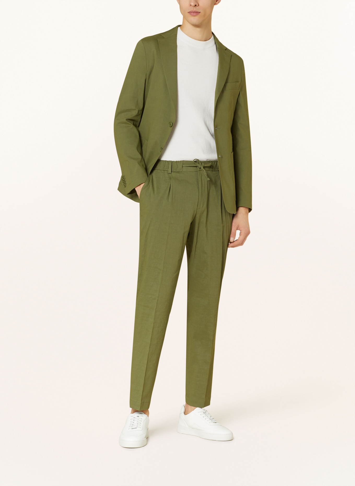 BOSS Trousers PERIN relaxed fit with linen, Color: 374 OPEN GREEN (Image 2)