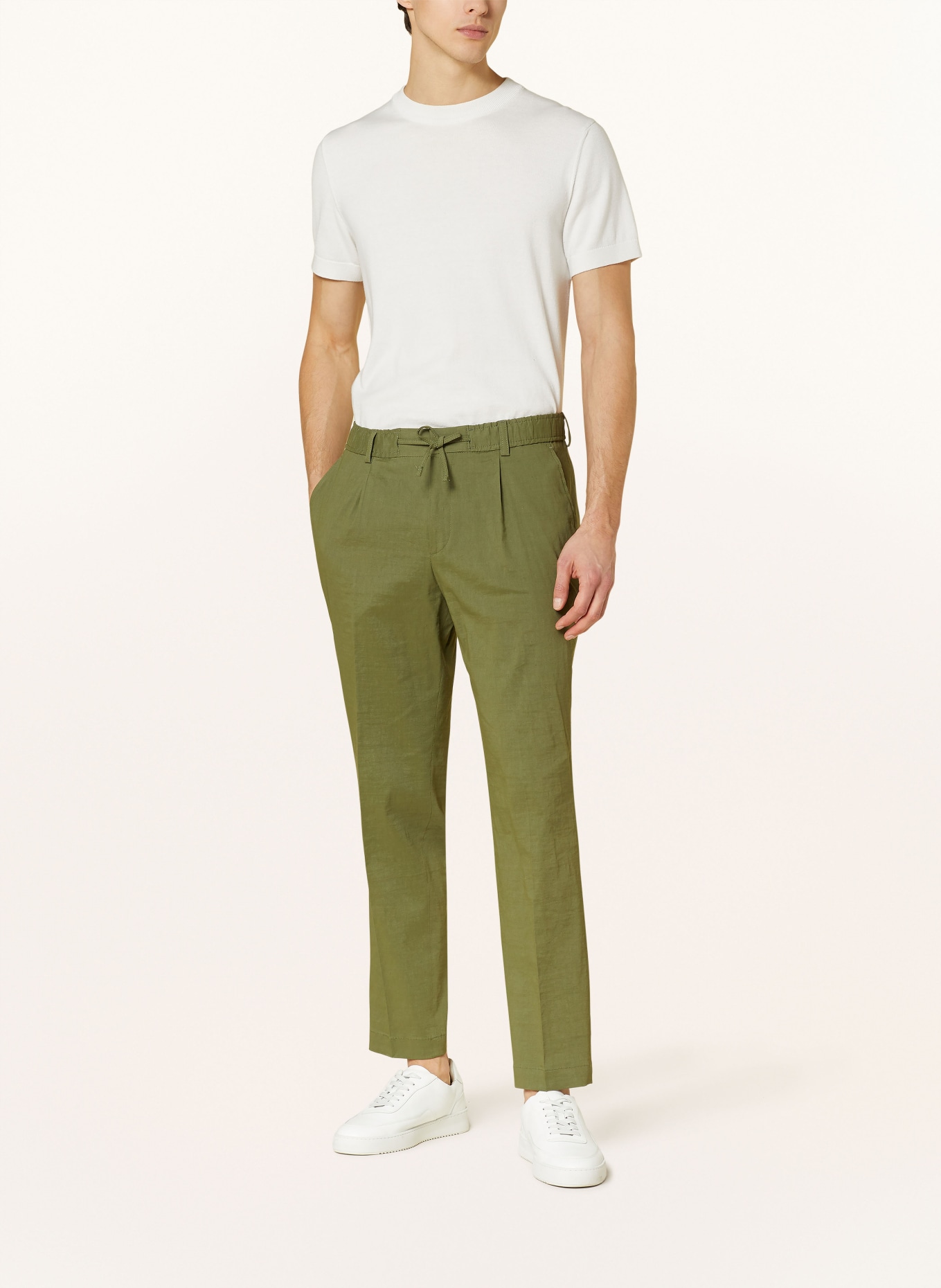 BOSS Trousers PERIN relaxed fit with linen, Color: 374 OPEN GREEN (Image 3)