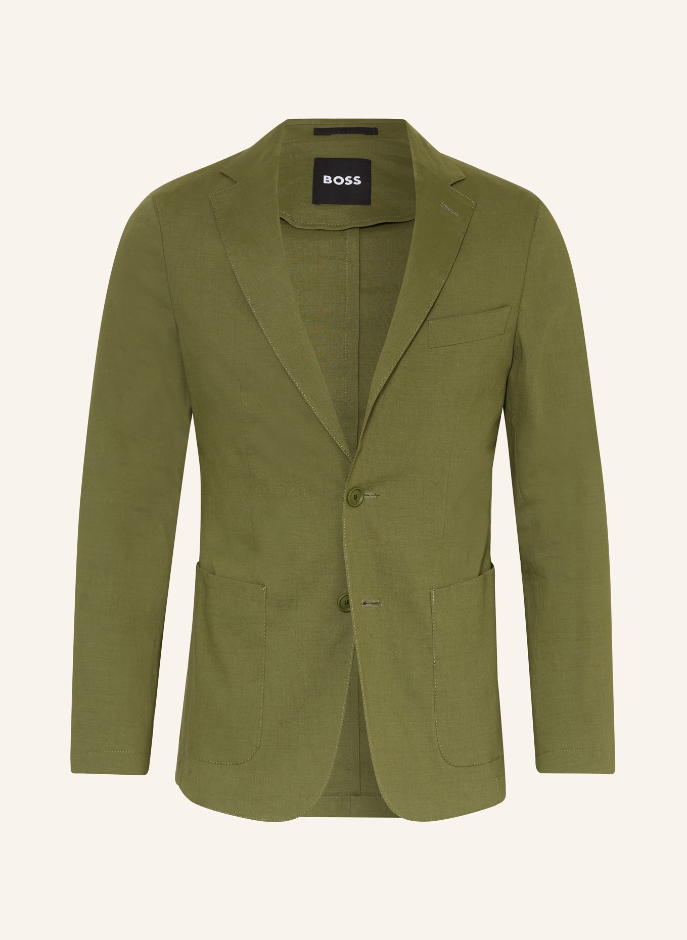 BOSS Oblekové sako HANRY Slim Fit s příměsí lnu, Barva: 374 OPEN GREEN (Obrázek 1)
