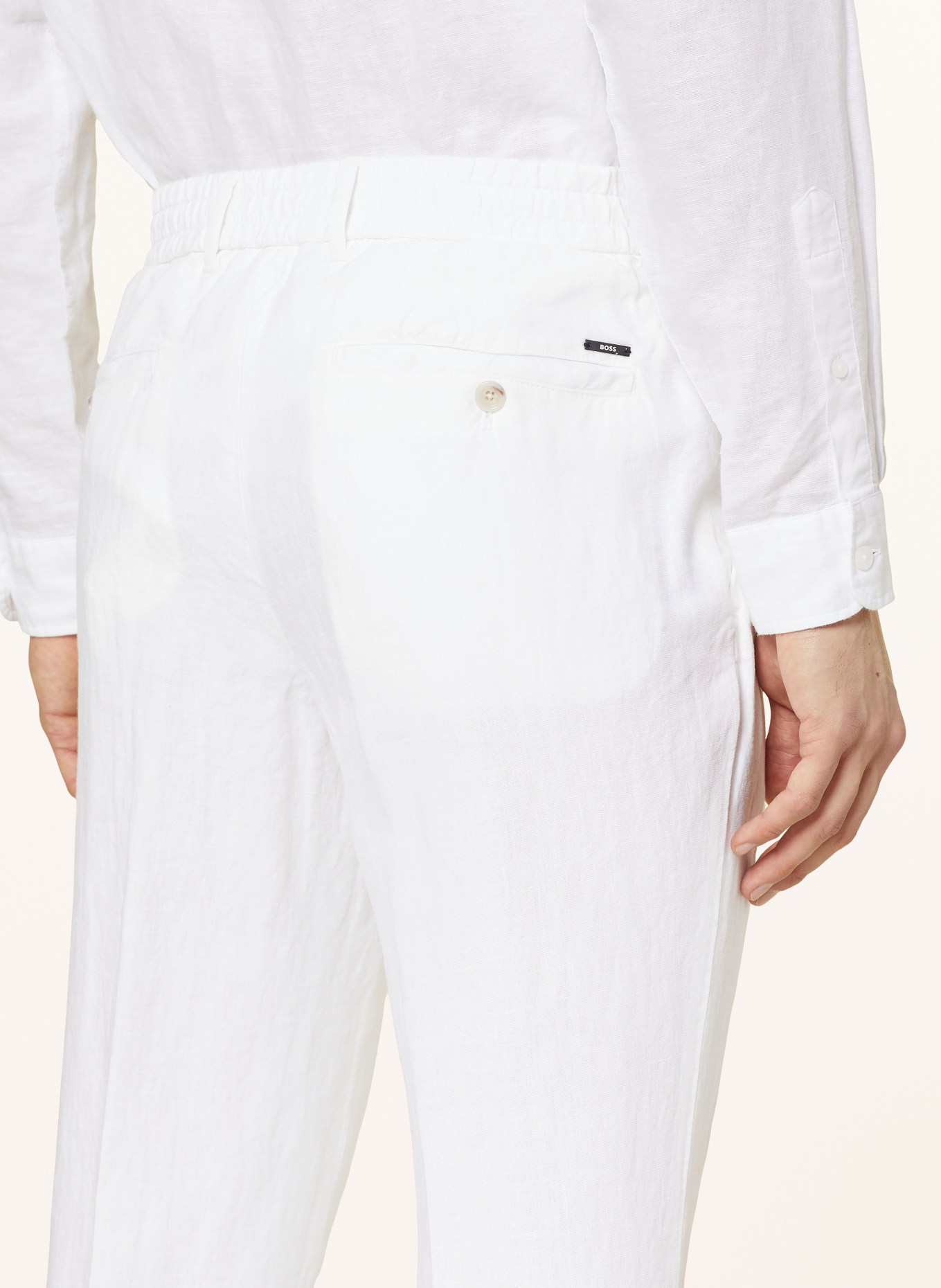 BOSS Linen trousers GENIUS slim fit, Color: WHITE (Image 6)