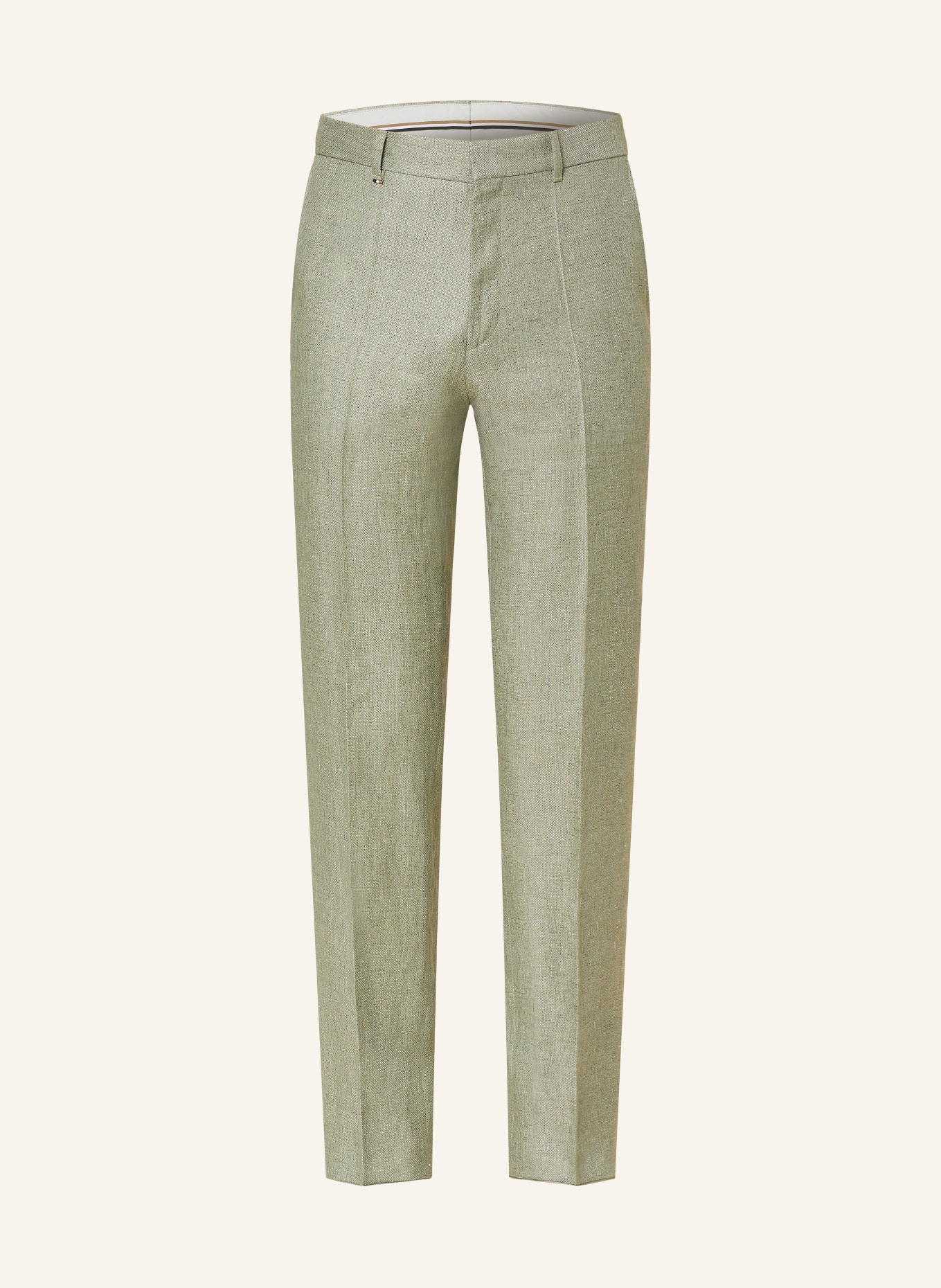 BOSS Suit trousers LENON regular fit with linen, Color: 330 LIGHT/PASTEL GREEN (Image 1)