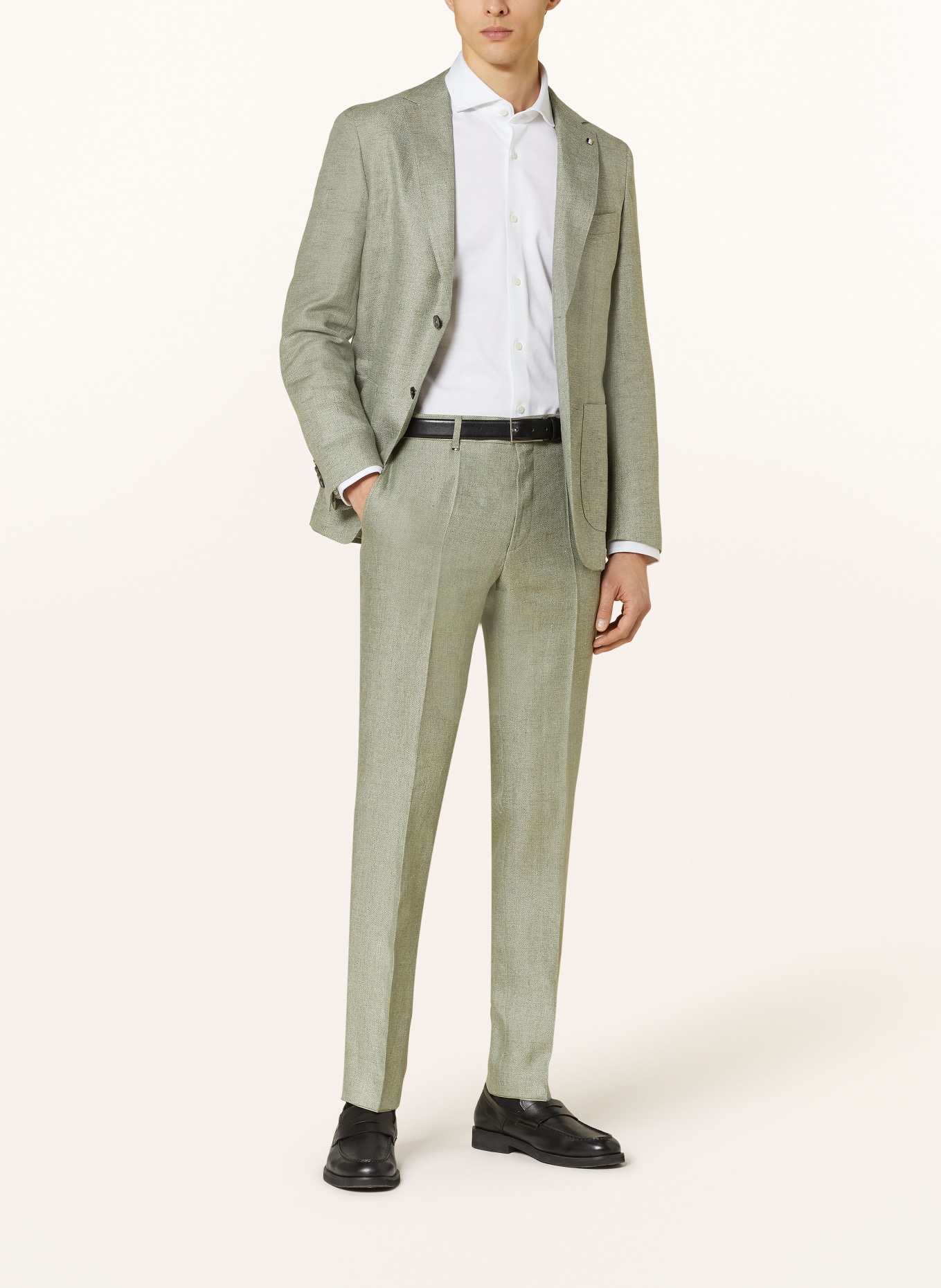 BOSS Suit trousers LENON regular fit with linen, Color: 330 LIGHT/PASTEL GREEN (Image 2)