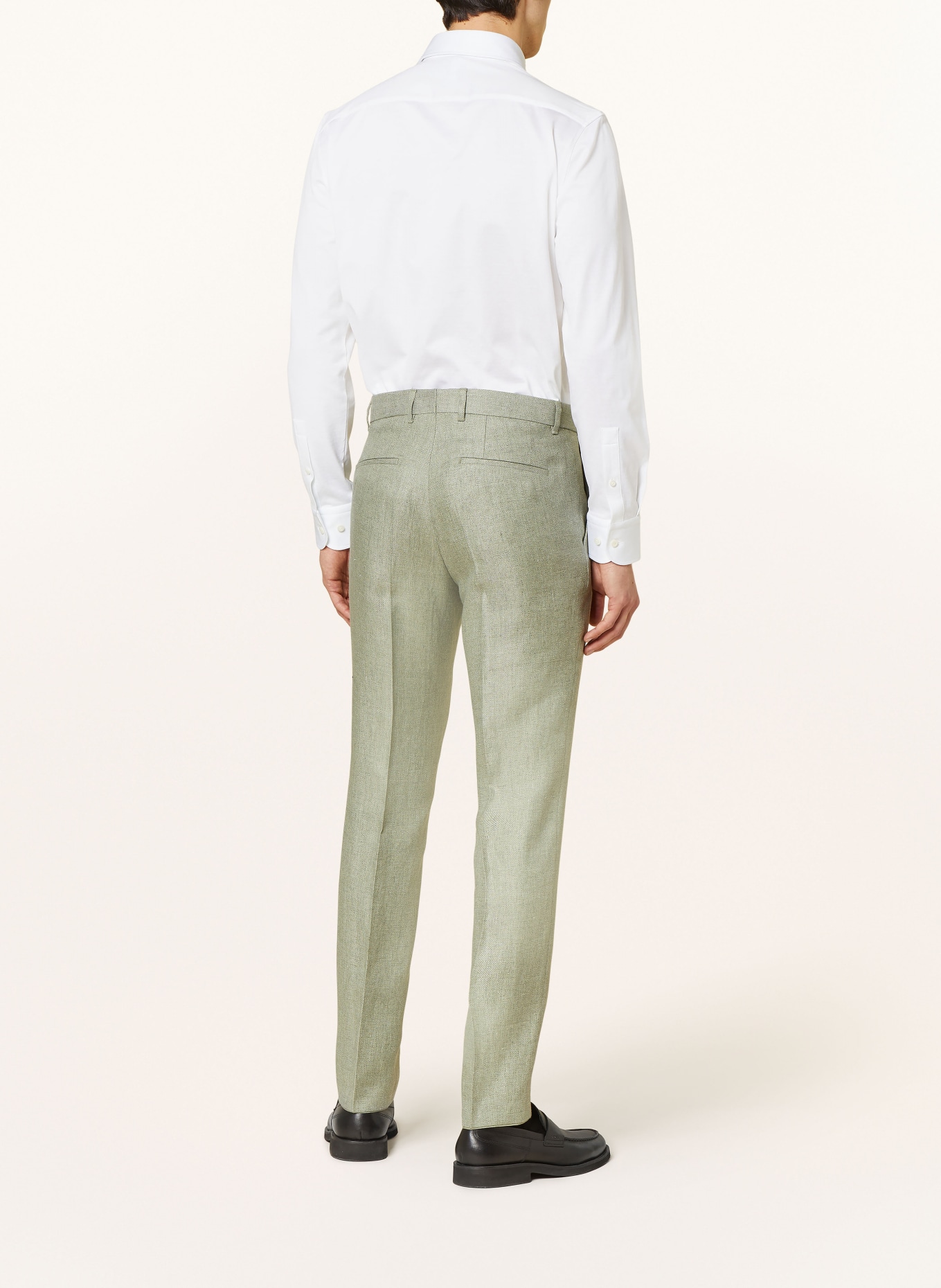BOSS Suit trousers LENON regular fit with linen, Color: 330 LIGHT/PASTEL GREEN (Image 4)
