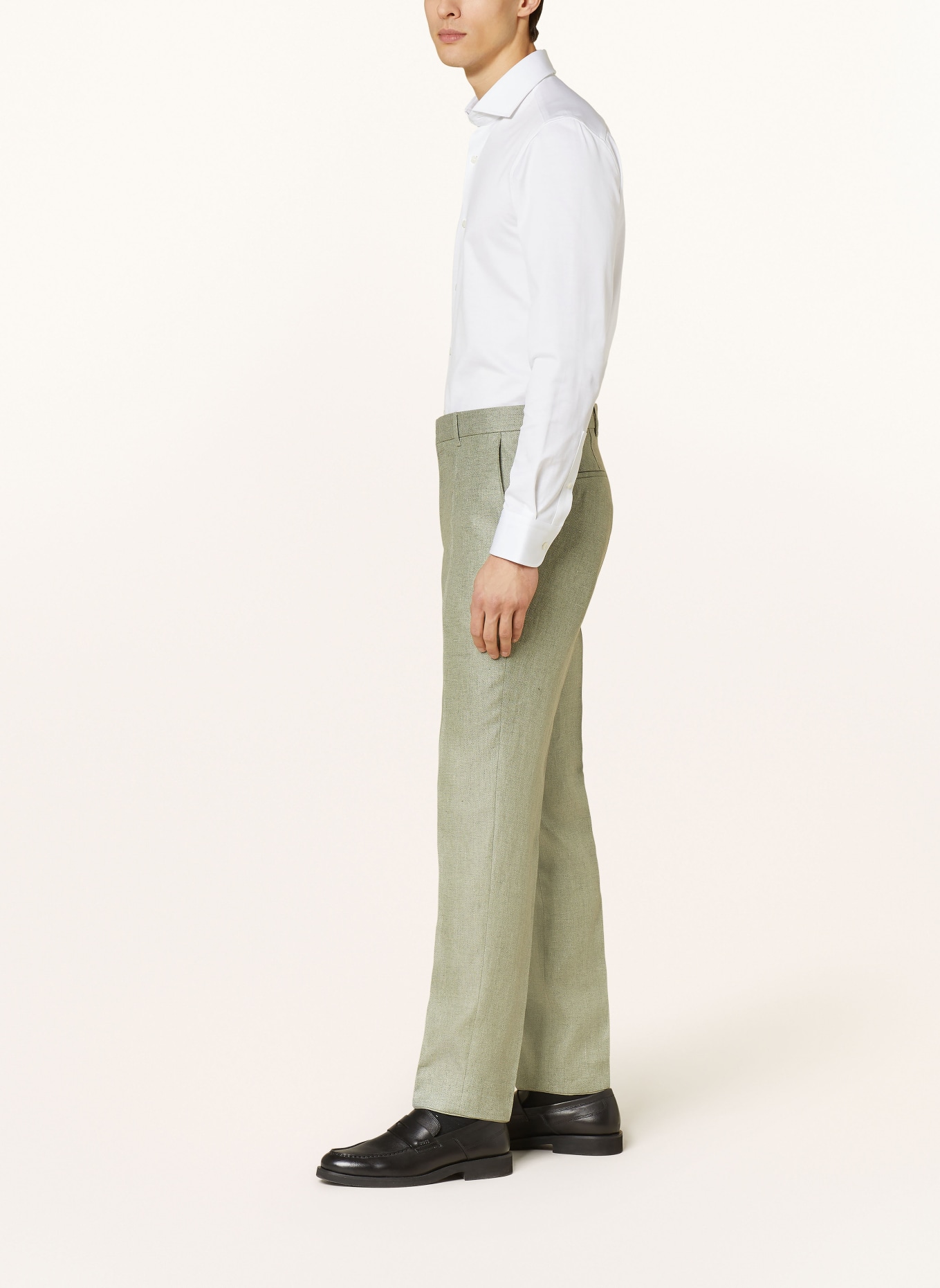 BOSS Suit trousers LENON regular fit with linen, Color: 330 LIGHT/PASTEL GREEN (Image 5)