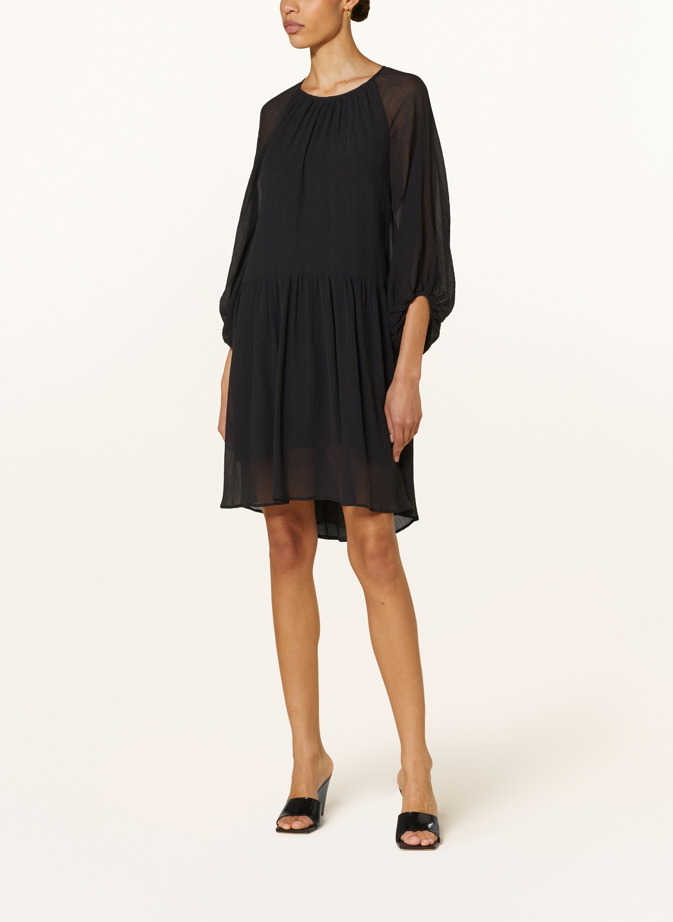 IRIS von ARNIM Dress CARLITA with silk and 3/4 sleeves, Color: BLACK (Image 2)