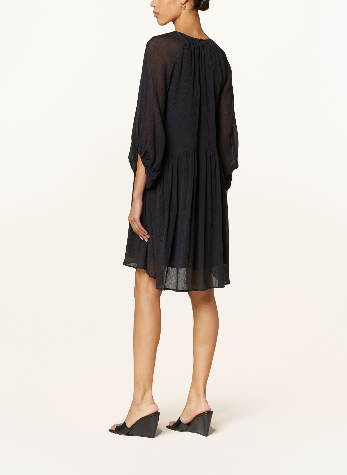 IRIS von ARNIM Dress CARLITA with silk and 3/4 sleeves, Color: BLACK (Image 3)