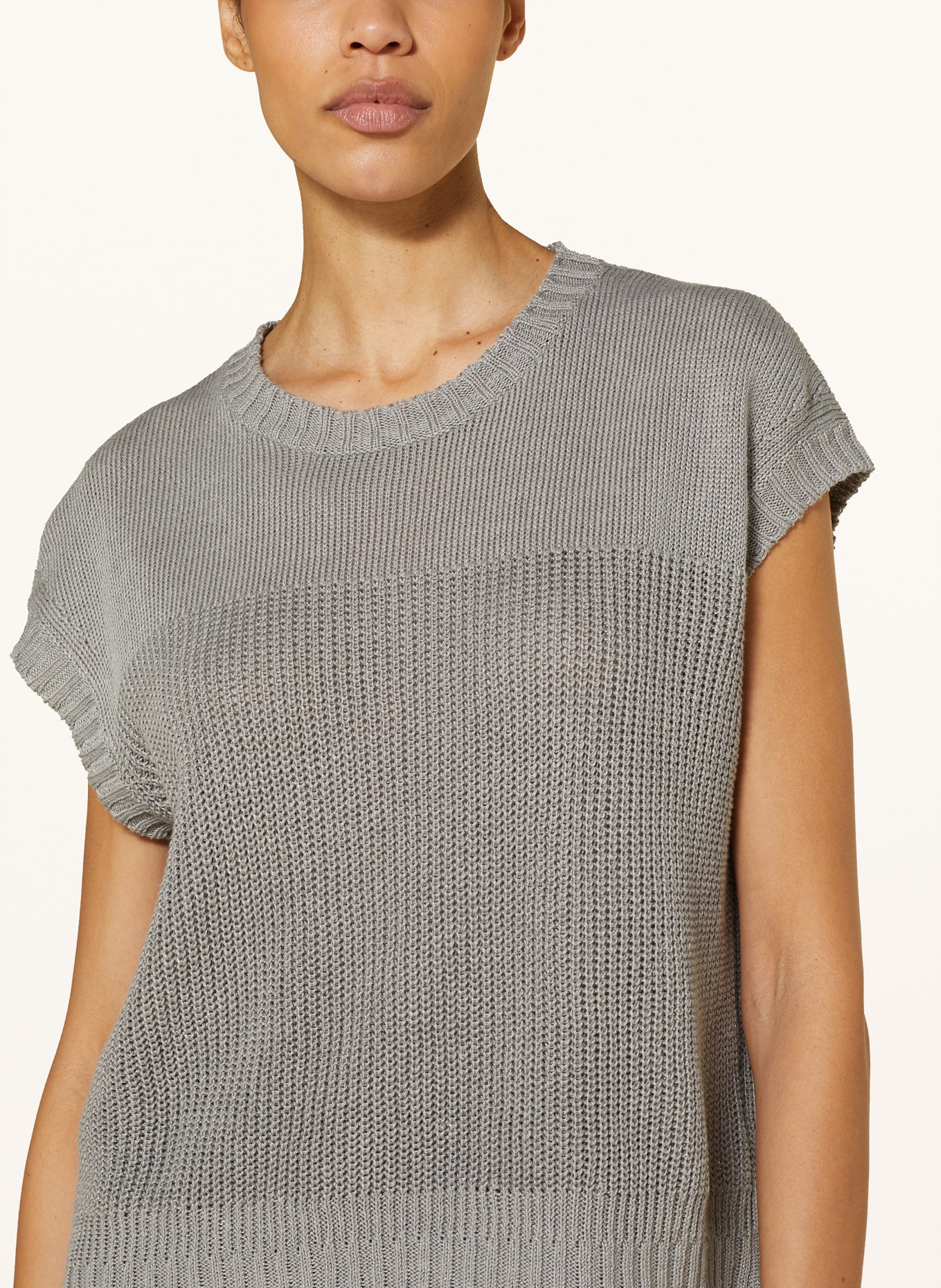 IRIS von ARNIM Knit shirt IDALIA with linen, Color: GRAY (Image 4)