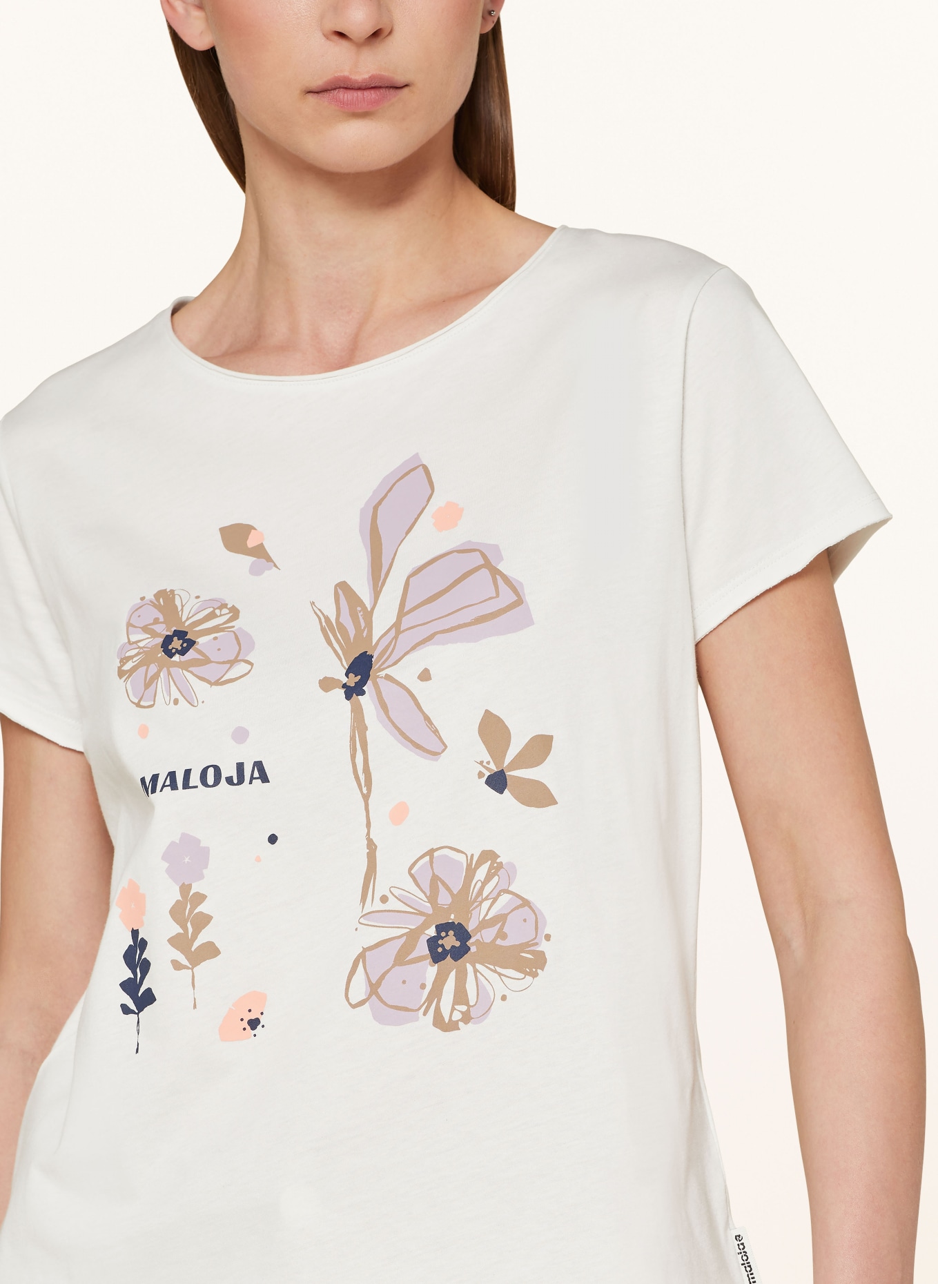 maloja T-shirt PADOLAM., Color: CREAM/ LIGHT PURPLE/ LIGHT BROWN (Image 4)