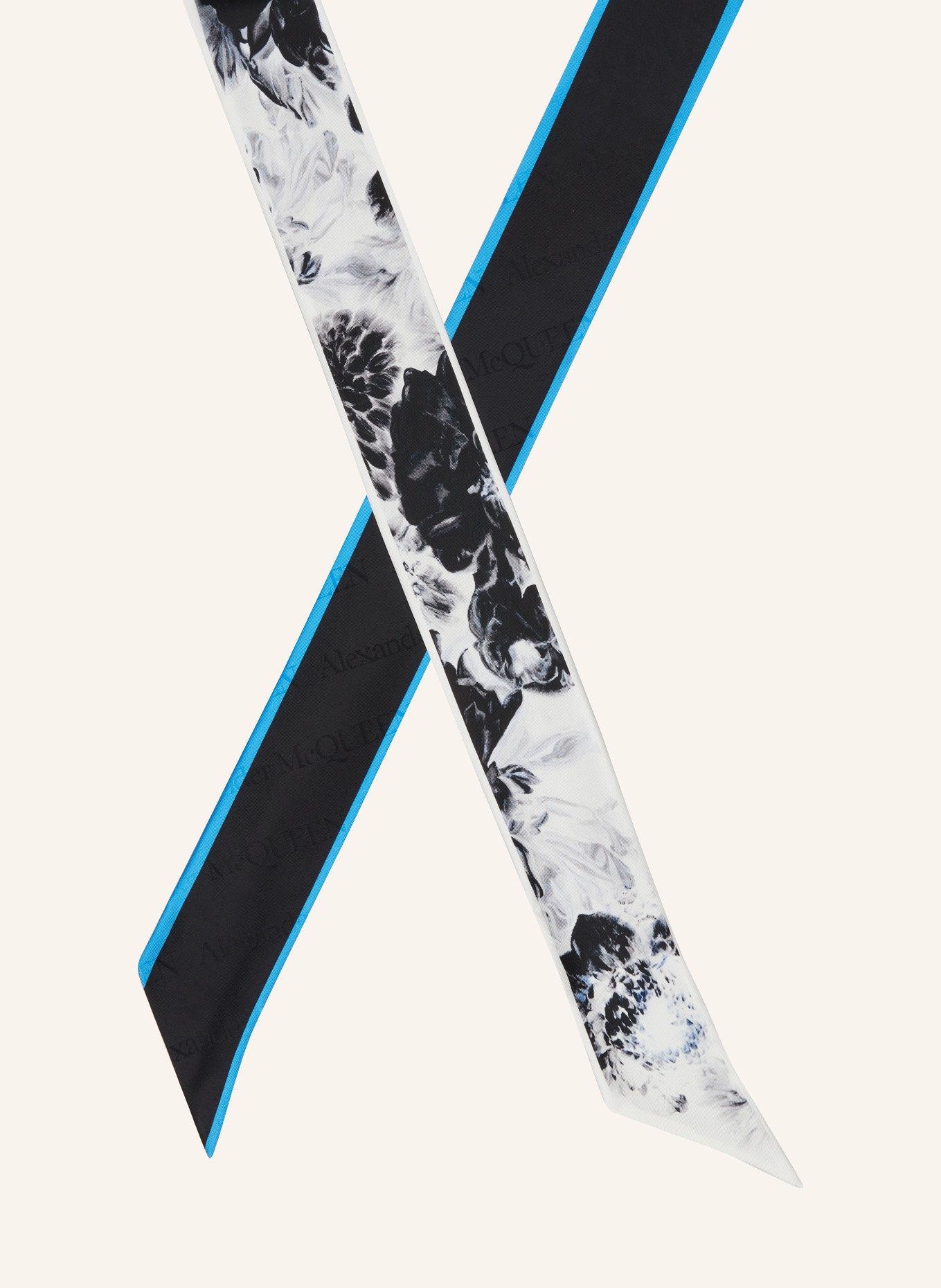 Alexander McQUEEN Silk scarf, Color: BLACK/ WHITE/ BLUE (Image 2)
