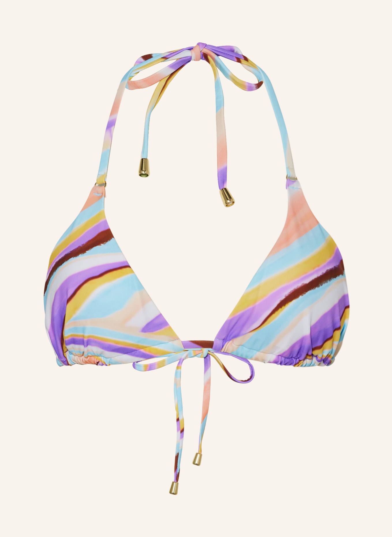 Hot Stuff Triangle bikini top, Color: LIGHT PURPLE/ LIGHT BLUE/ LIGHT ORANGE (Image 1)