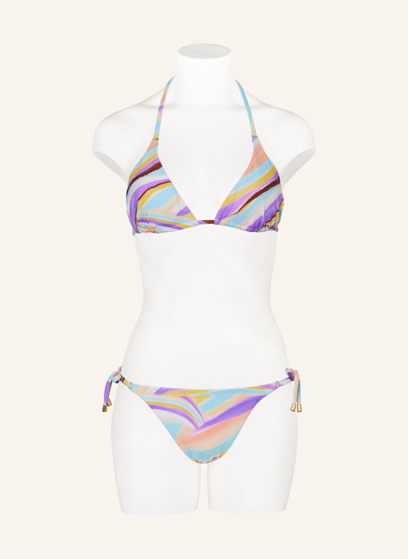 Hot Stuff Triangle bikini top, Color: LIGHT PURPLE/ LIGHT BLUE/ LIGHT ORANGE (Image 2)