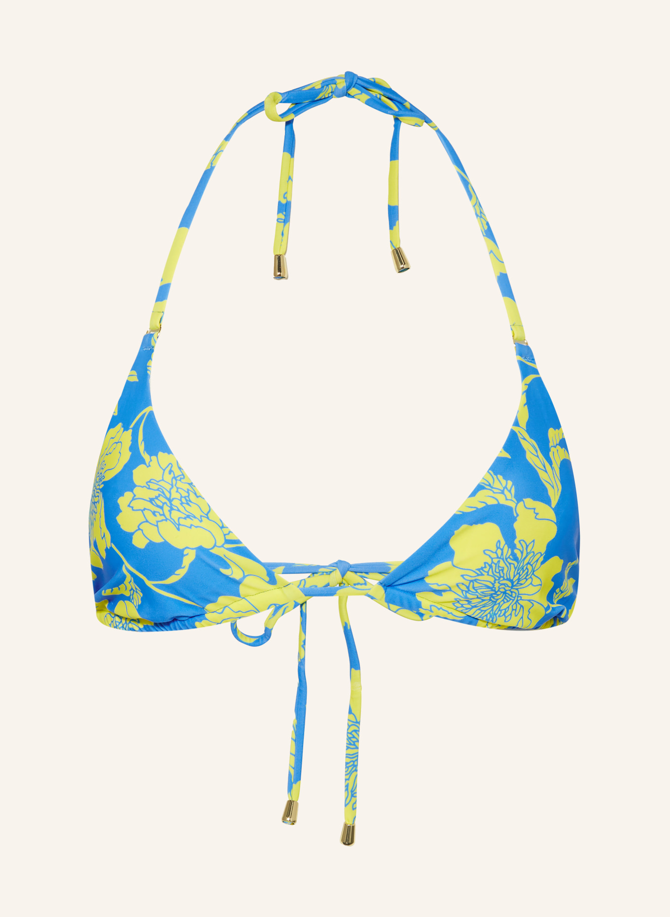 Hot Stuff Triangle bikini top, Color: BLUE/ YELLOW (Image 1)