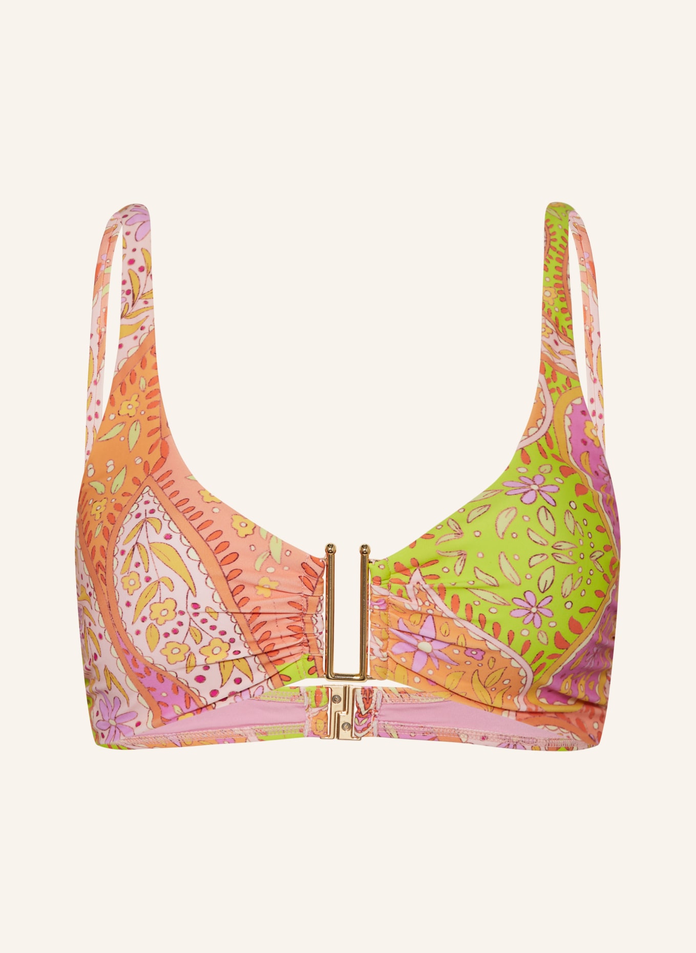 Hot Stuff Bralette bikini top, Color: ORANGE/ LIGHT GREEN/ PINK (Image 1)