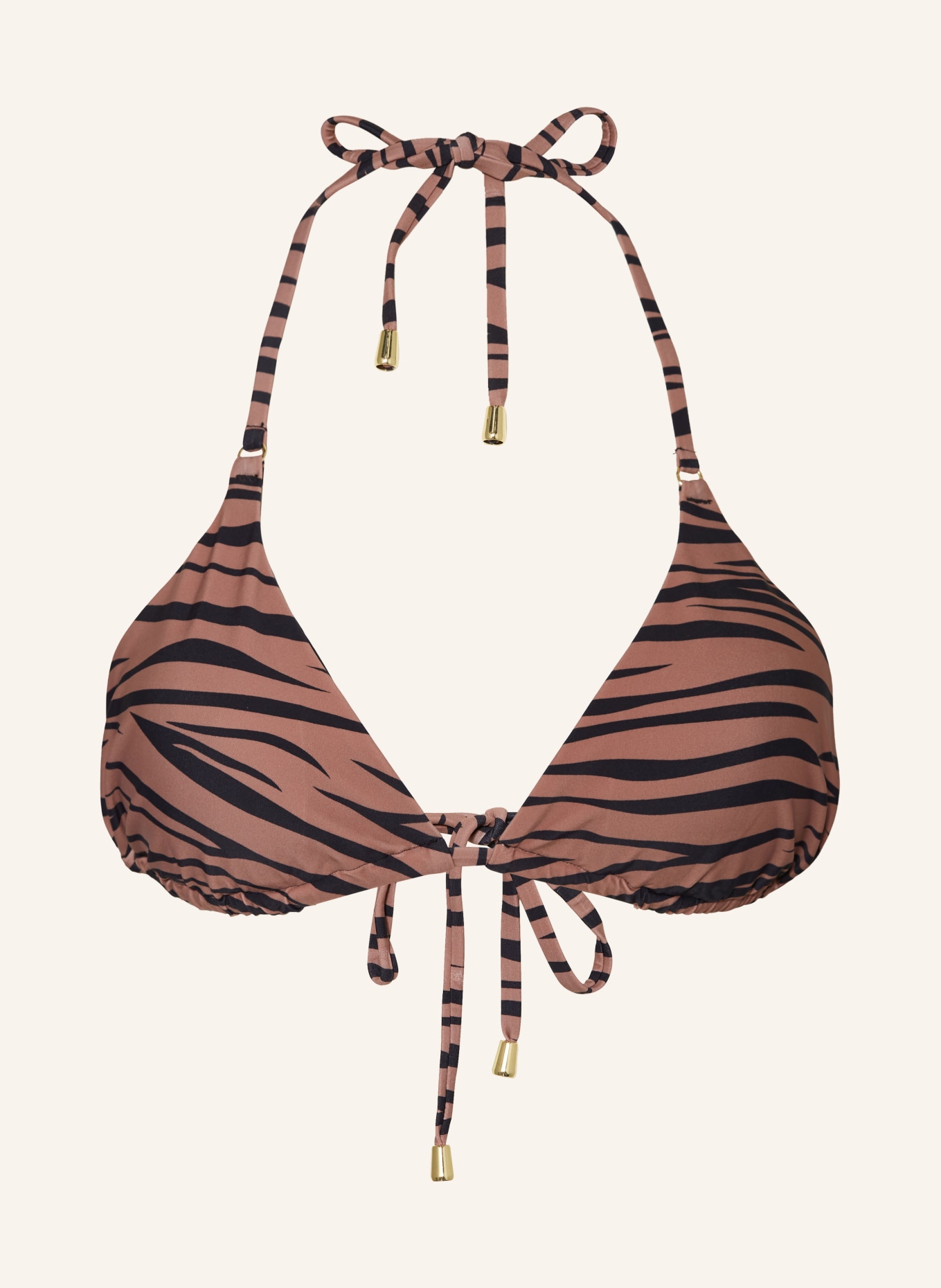 Hot Stuff Triangle bikini top, Color: LIGHT BROWN/ BLACK (Image 1)