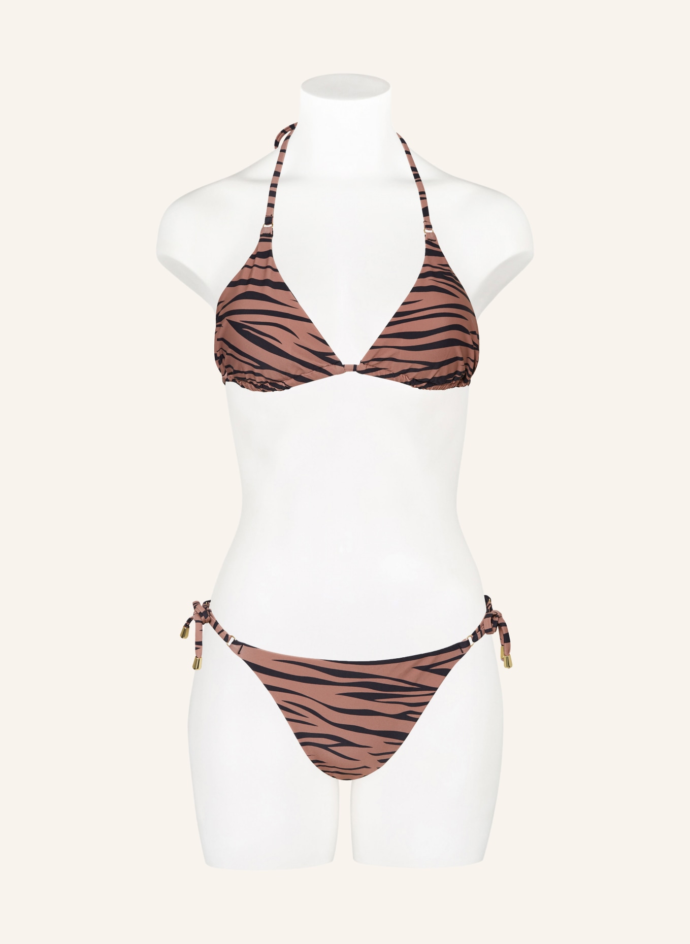 Hot Stuff Triangle bikini top, Color: LIGHT BROWN/ BLACK (Image 2)