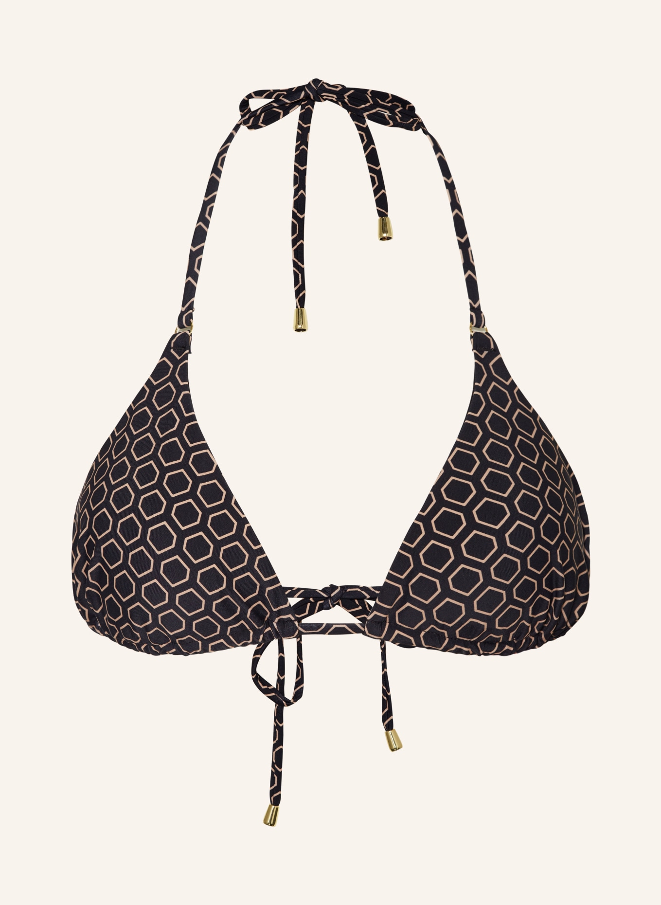 Hot Stuff Triangle bikini top, Color: BLACK/ BEIGE (Image 1)