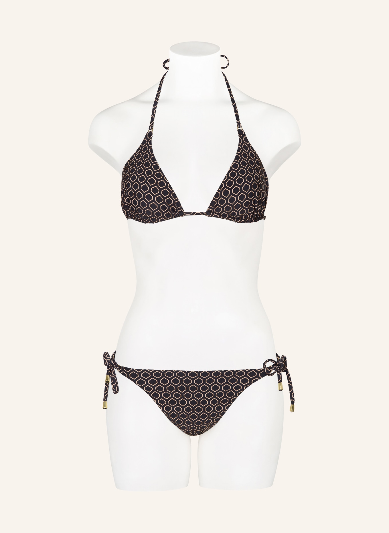 Hot Stuff Triangle bikini top, Color: BLACK/ BEIGE (Image 2)
