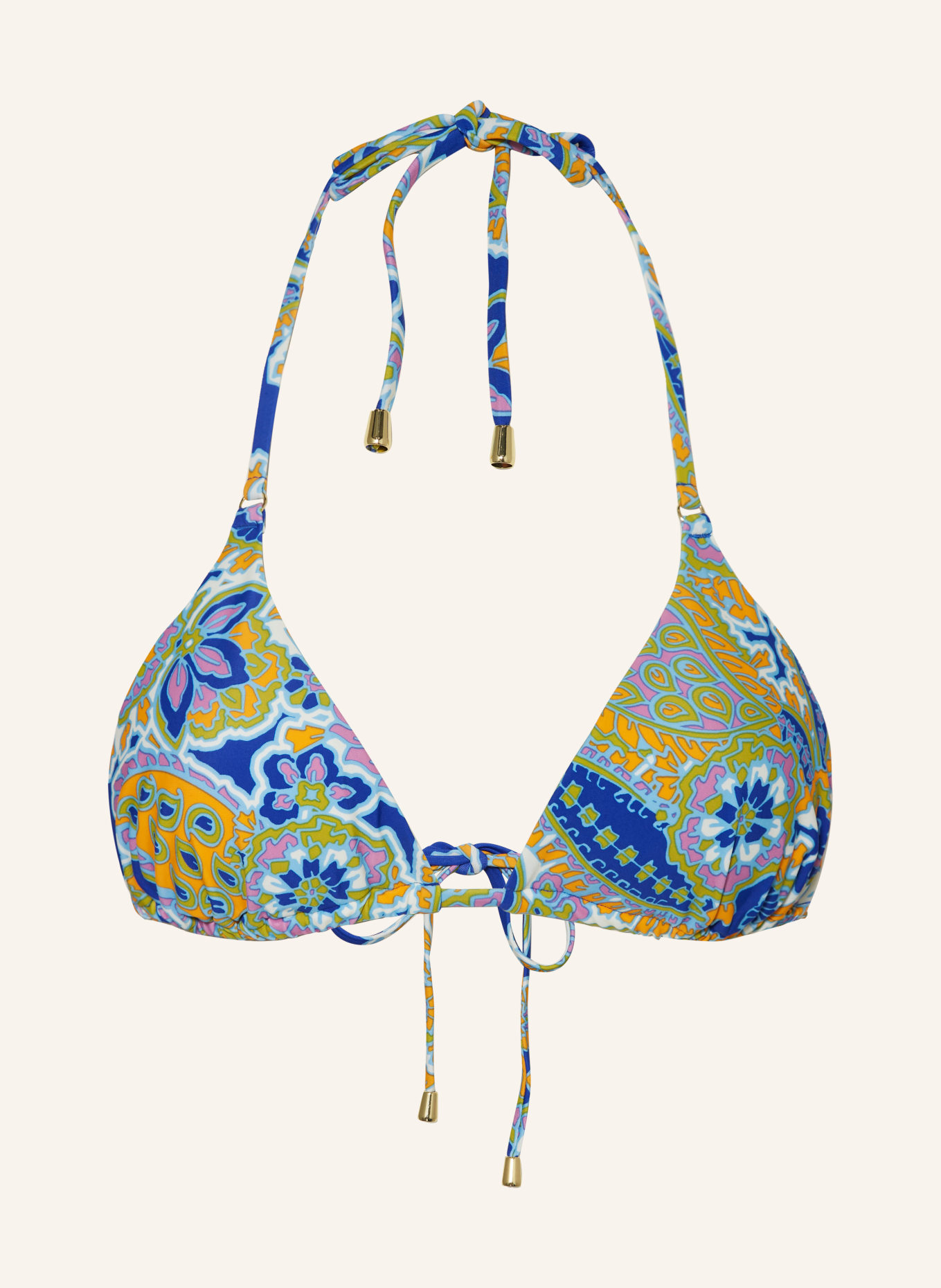 Hot Stuff Triangle bikini top, Color: BLUE/ OLIVE/ ORANGE (Image 1)