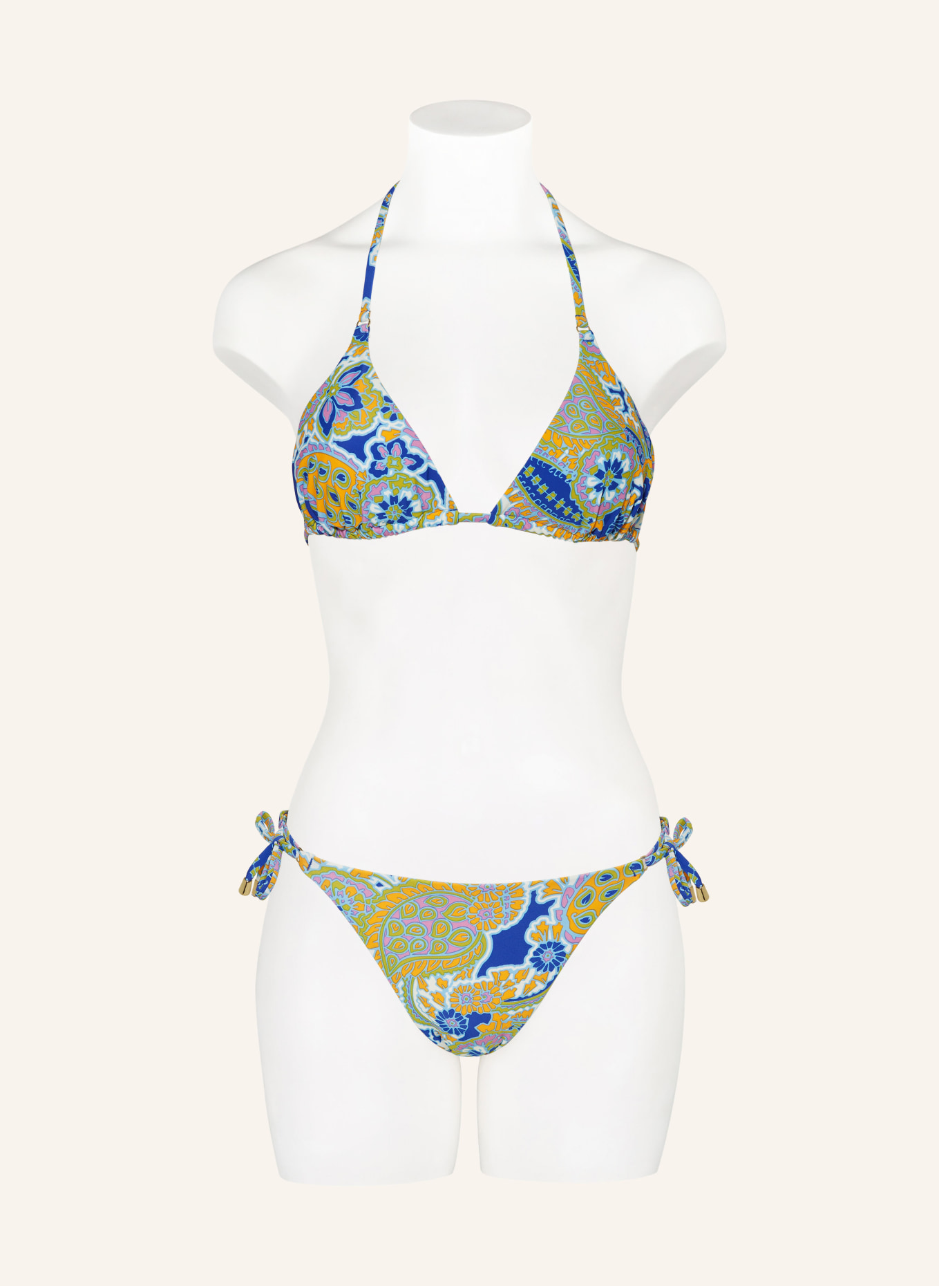 Hot Stuff Triangle bikini top, Color: BLUE/ OLIVE/ ORANGE (Image 2)