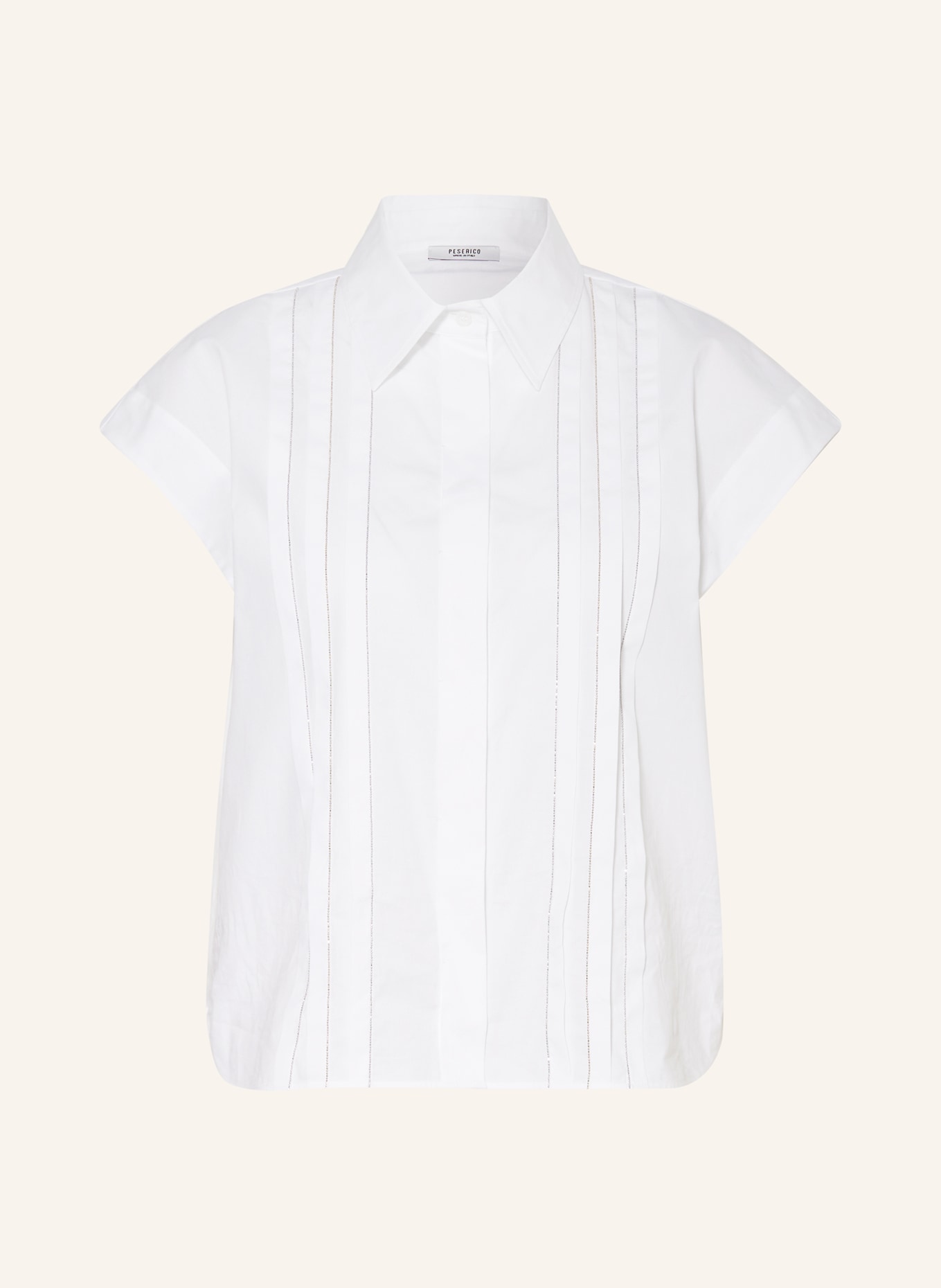 PESERICO Blouse top with decorative gems, Color: WHITE (Image 1)