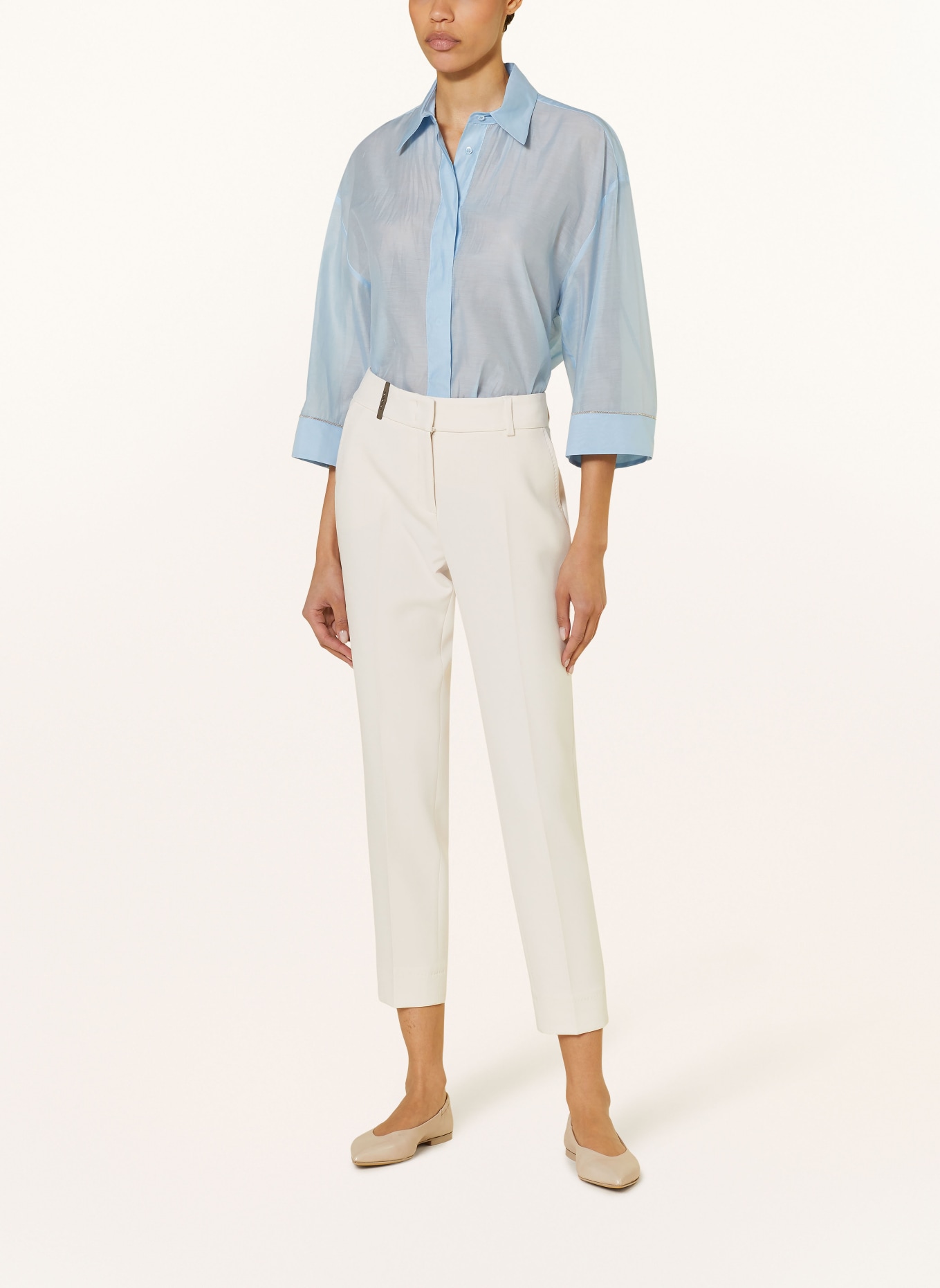 PESERICO Shirt blouse with silk and 3/4 sleeves, Color: LIGHT BLUE (Image 2)